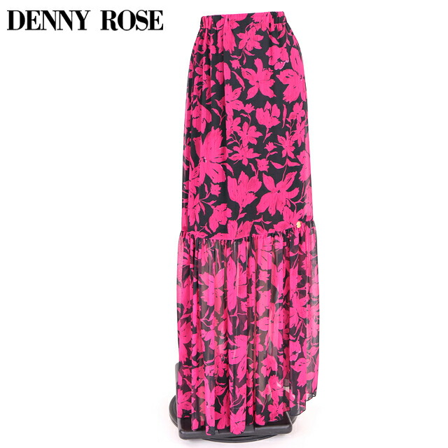 デニーローズ（DENNY ROSE）レディース ロングスコート サクラ色系 シャドーフラワーロングスカート イタリア製 （大いさ/40）*uw0058