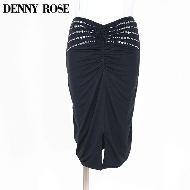 デニーローズ（DENNY ROSE）レディース ひざ丈スカート ブラック系 　前スリットスタッズポイントタイトスカート イタリア製 （サイズ/40/42/44）*wd1058