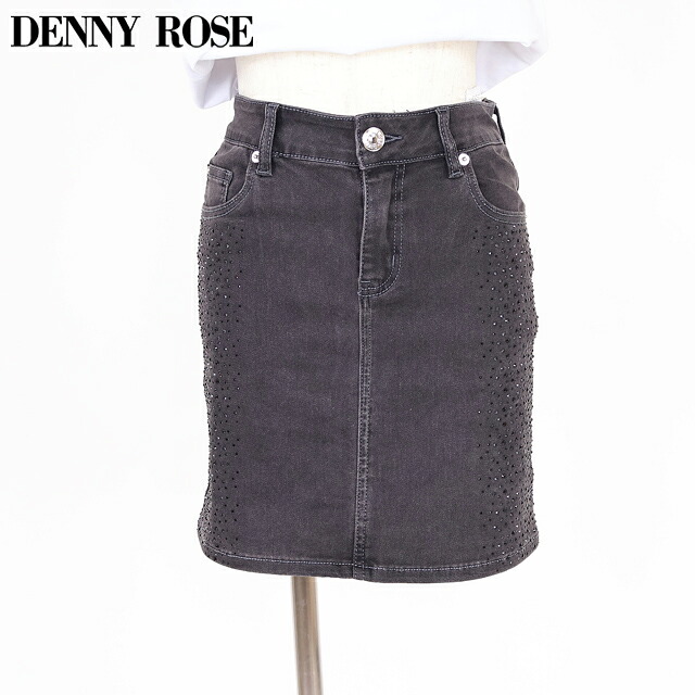 デニーローズ（DENNY ROSE）レディース ミニスカート ブラック系 　ストーン飾りブラックデニムミニスカート （サイズ/25）*wd1072