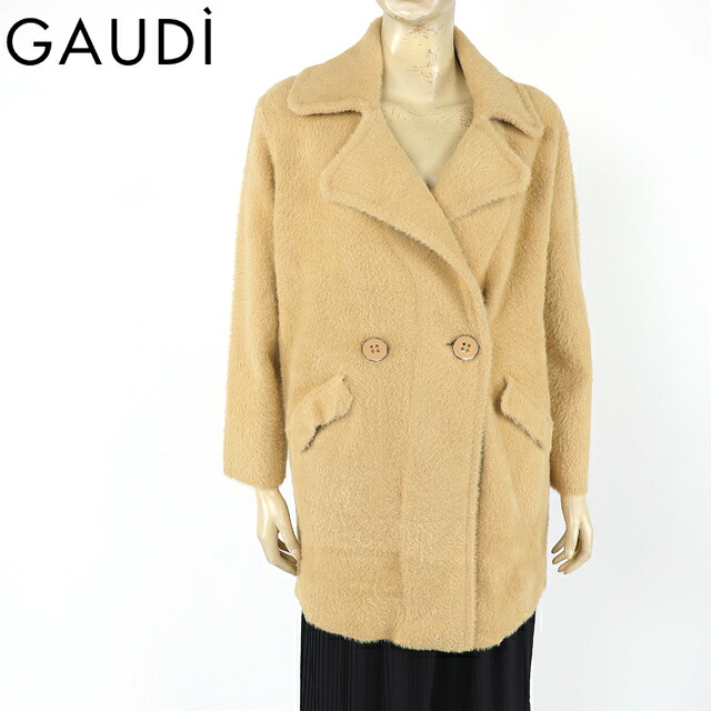 ガウディ（GAUDI）レディース 厚地の外套 赤銅色系 編み物厚地の外套 （大きさ/XXS/S）*wg0048