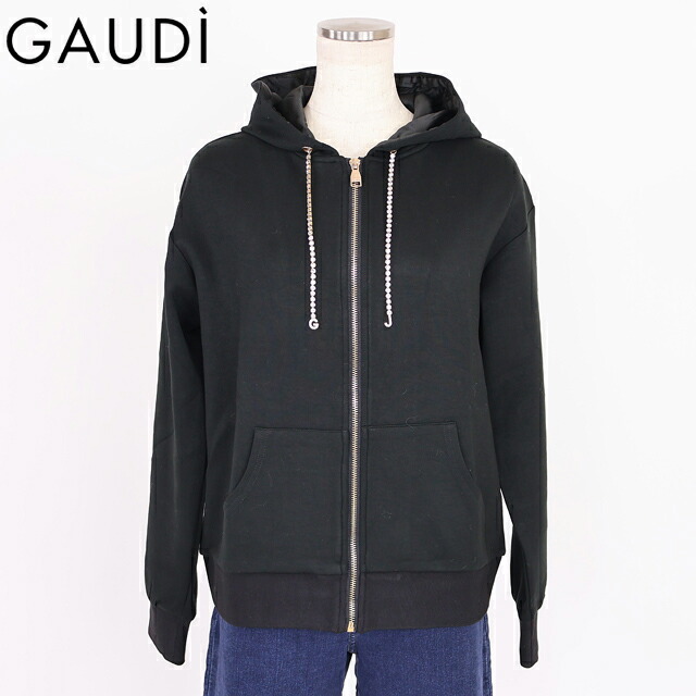 ガウディ（GAUDI）レディース ジップアップパーカー ブラック系 ビジューポイントパーカー （サイズ/XS）*wg1031 6,890円