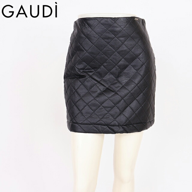 ガウディ（GAUDI）レディース ミニスカート ブラック系 エコレザーキルティングミニスカート イタリア製 （サイズ/40）*wg1059