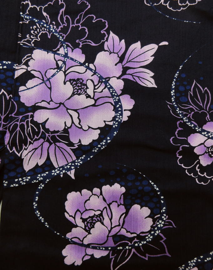 浴衣 ブランド 花咲音 半巾帯 半幅帯 小袋 2点セット 濃紺地紫牡丹桜リボン フリー 女性用 レディース ゆかた 綿 Rvcconst Com