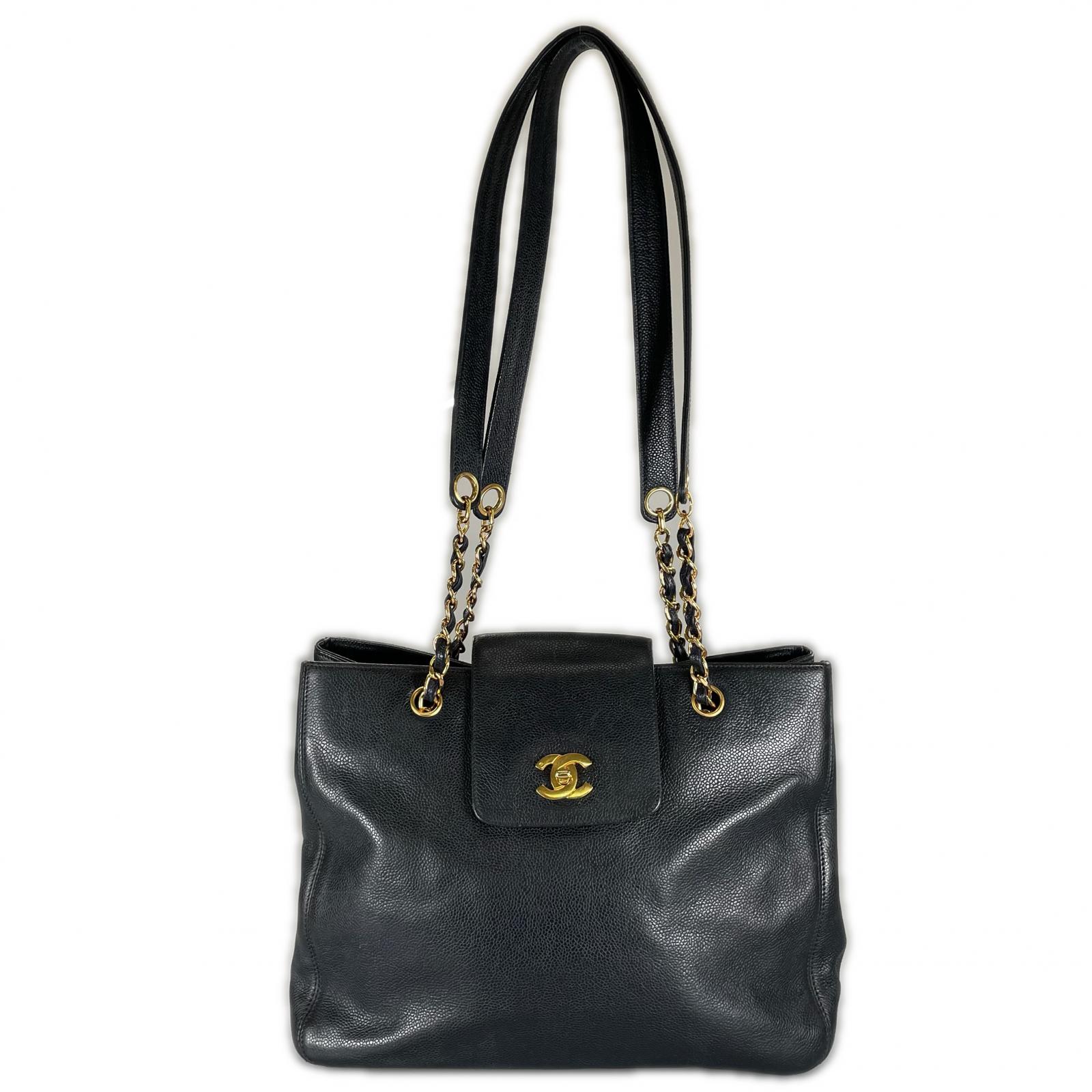 美品 CHANEL シャネル スーパーモデル トートバッグ グレインカーフレザー ブラック レディース【中古】【送料無料】|ワサビバ