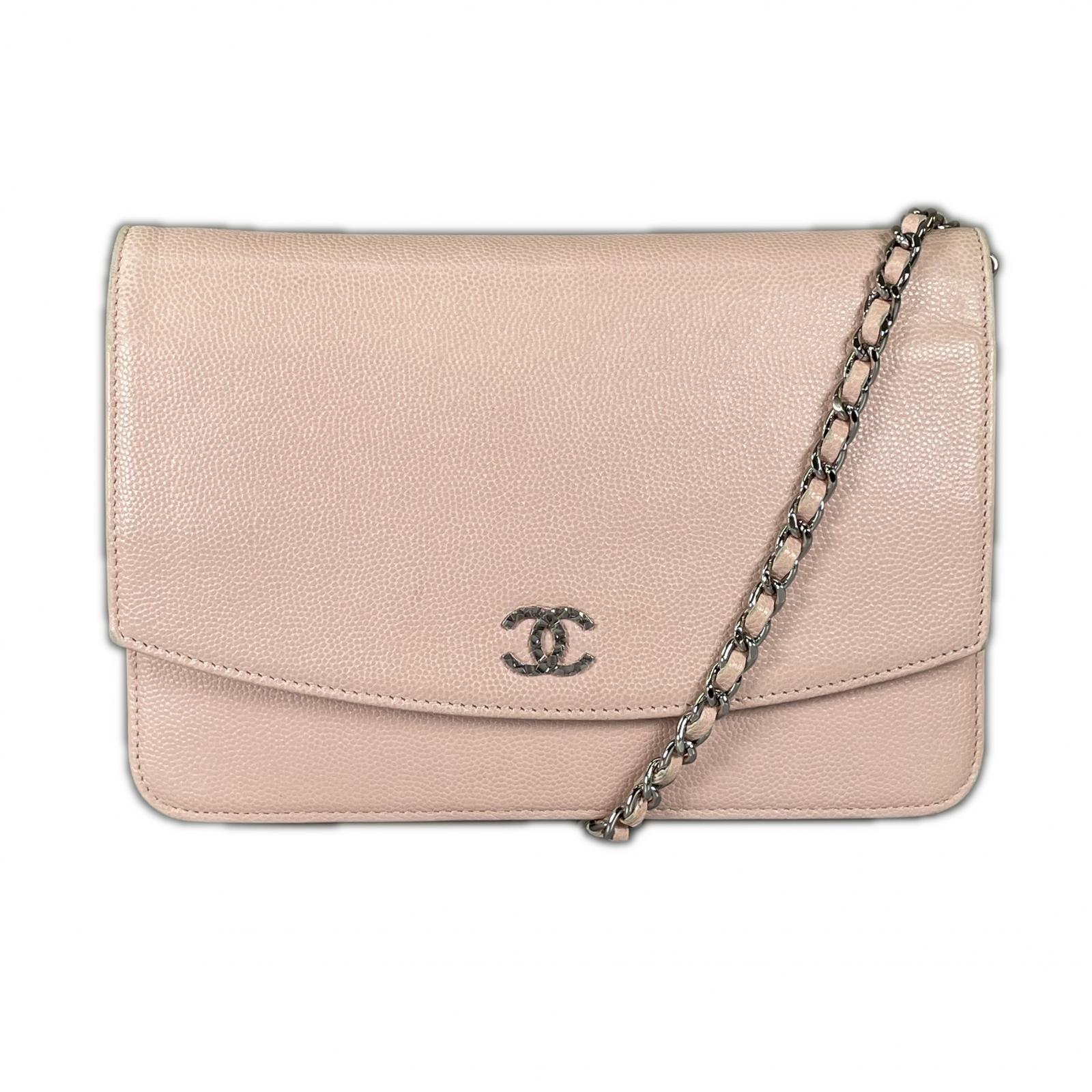 CHANEL シャネル マトラッセ チェーンウォレット ショルダーバッグ グレインカーフレザー サクラ色 レディース【中古】【貨物輸送無料】
