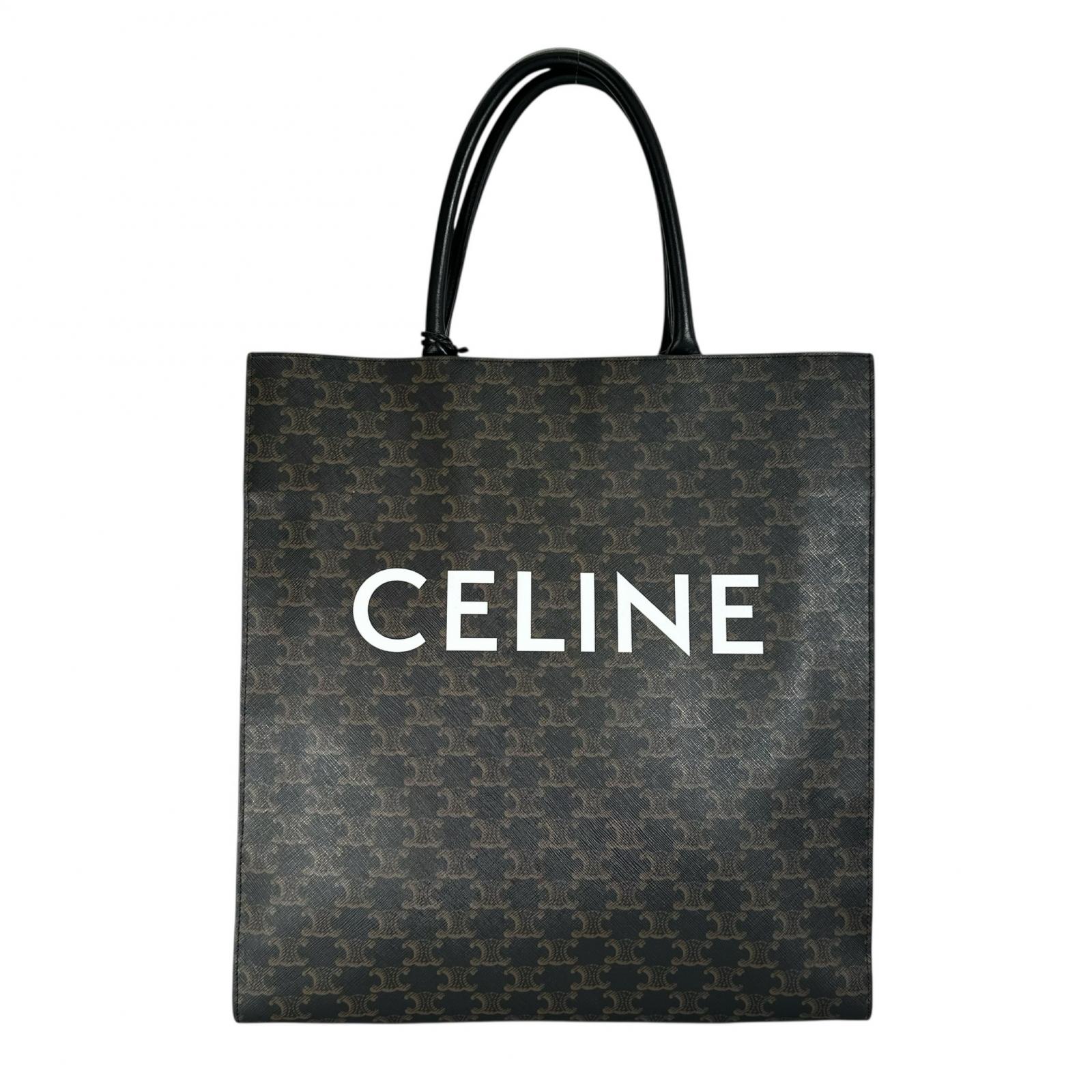 美品 CELINE セリーヌ バーティカル カバ ラージ トートバッグ PVCコーティングキャンバス ブラウン ユニセックス【中古】【送料無料】