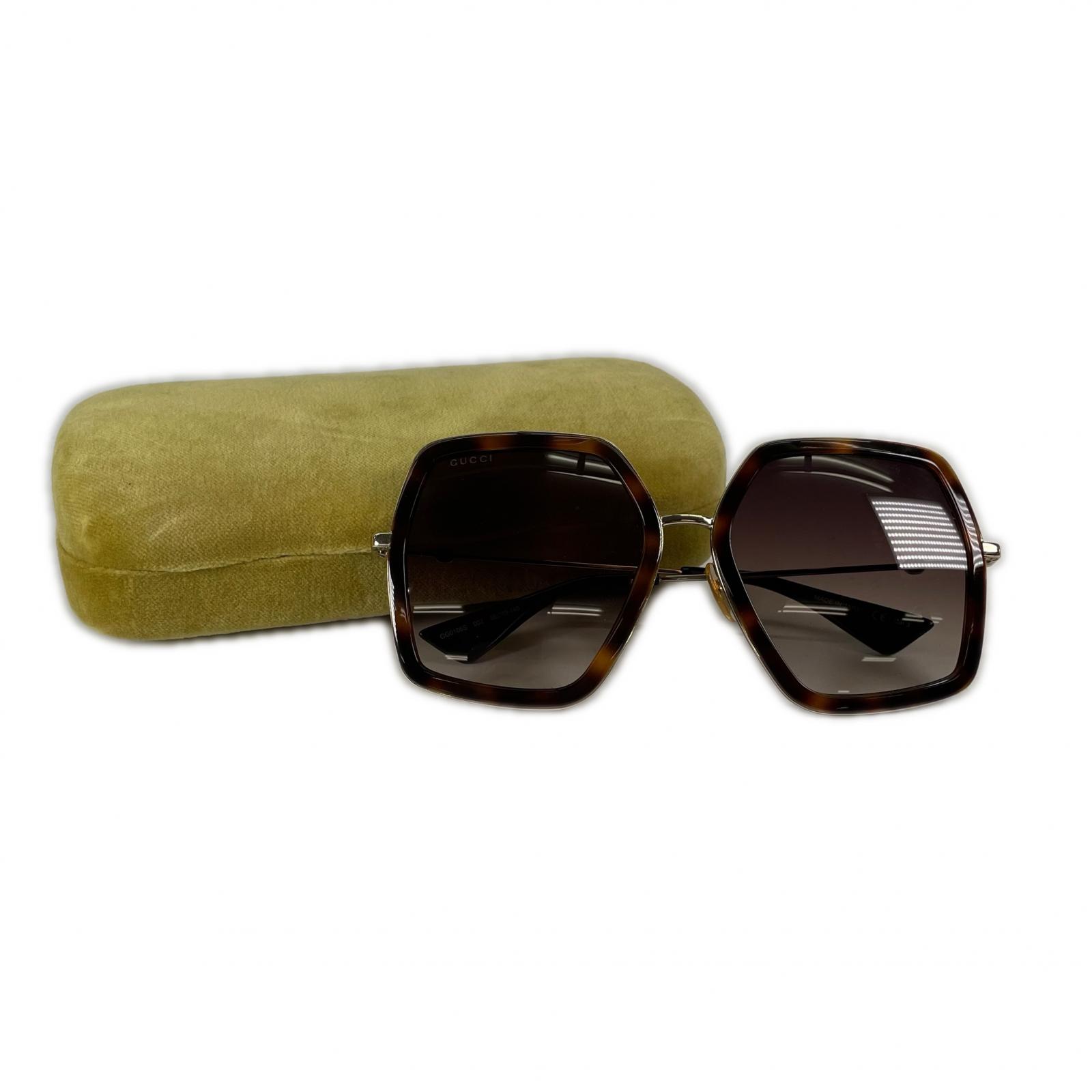 美品 GUCCI グッチ GG0106S サングラス メタル ブラウン レディース 56□19-140 【中古】【送料無料】