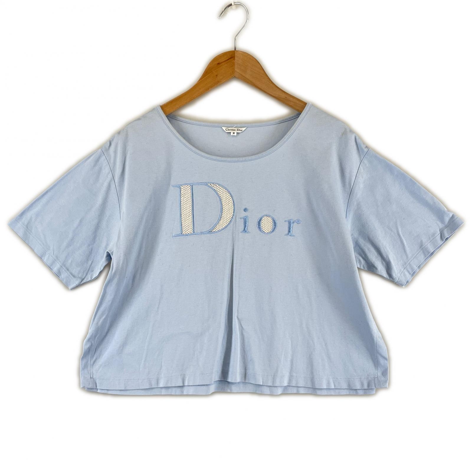 Dior クリスチャンディオール HL0074760 ブランド名ロゴタイプ 春夏 SS 半袖ティーシャツ 綿織物/ナイロン 点火装置青碧 レディース M【古着】【中古】【貨物輸送無料】