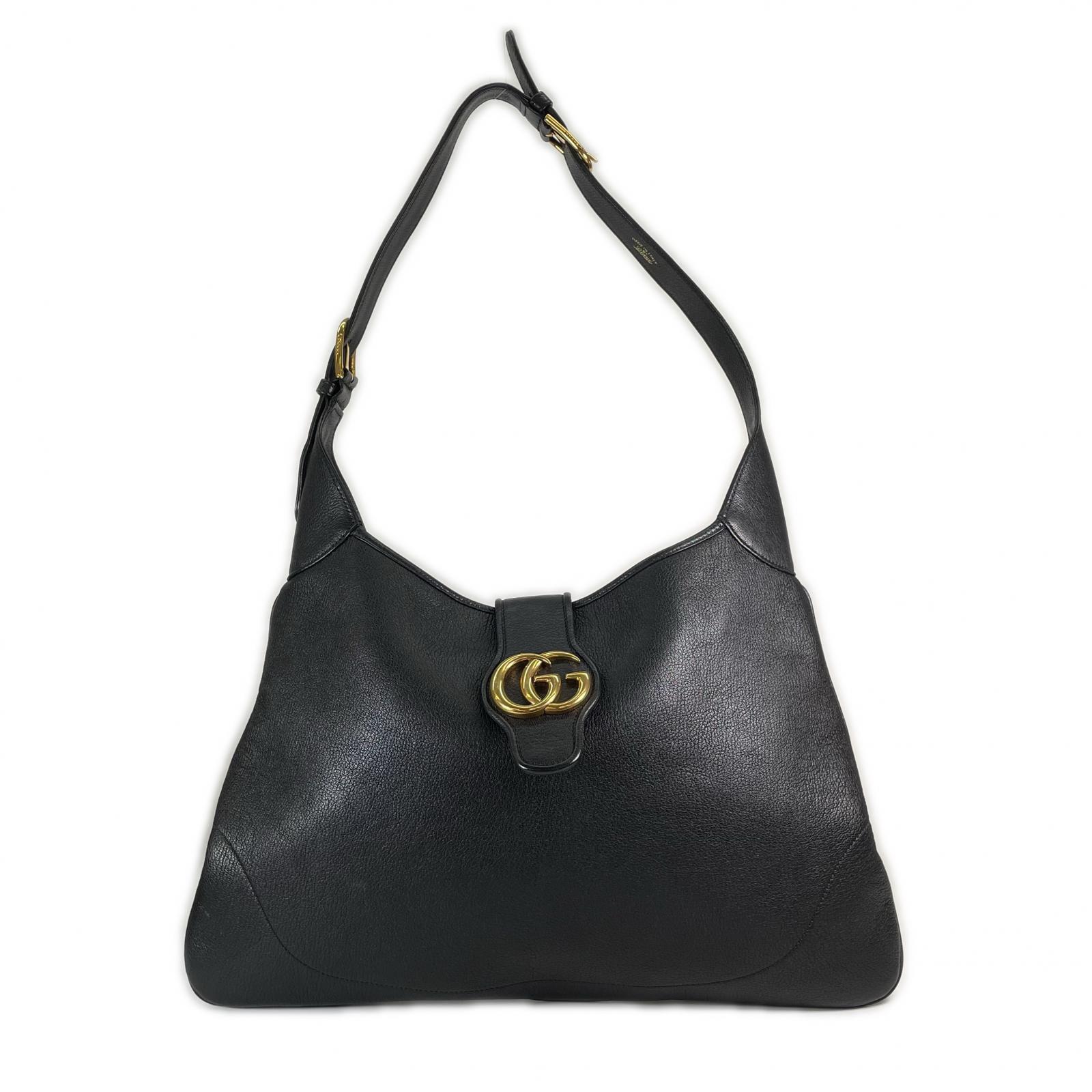 美品 GUCCI グッチ アフロディーテ 726322 ショルダーバッグ なめし革 黒いこと レディース 並み並み【中古】【貨物輸送無料】