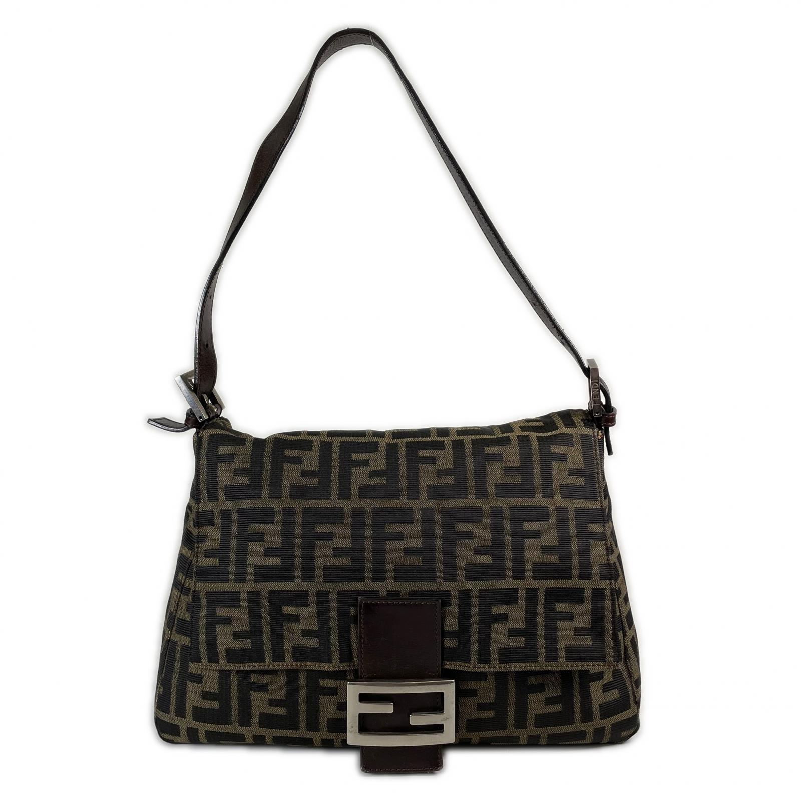 FENDI フェンディ ズッカ マンマバケット 2354 ショルダーバッグ キャンバス ブラウン レディース【中古】【送料無料】
