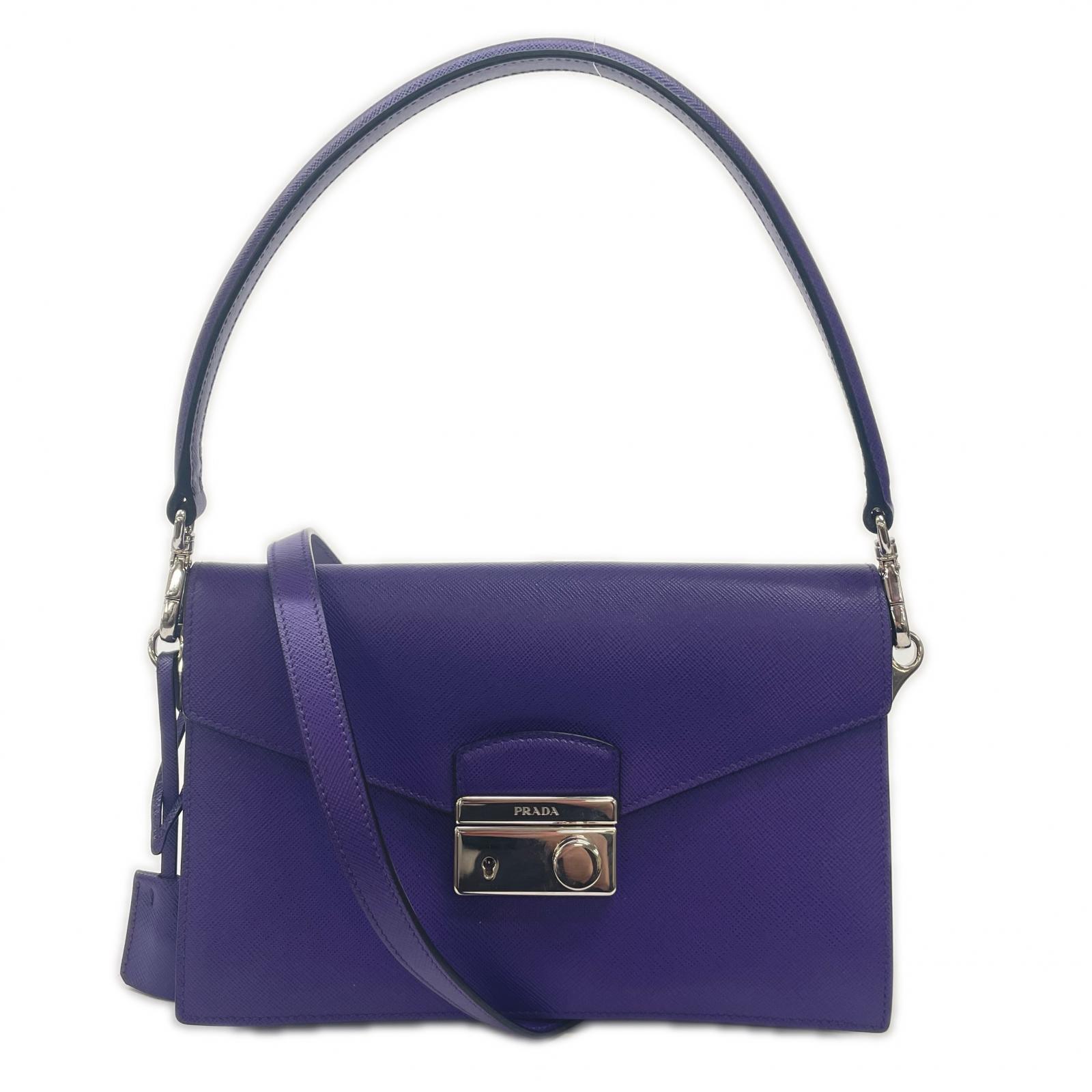 PRADA プラダ サフィアーノ BN0924 ハンドバック なめし革 パープル【中古】【貨物輸送無料】