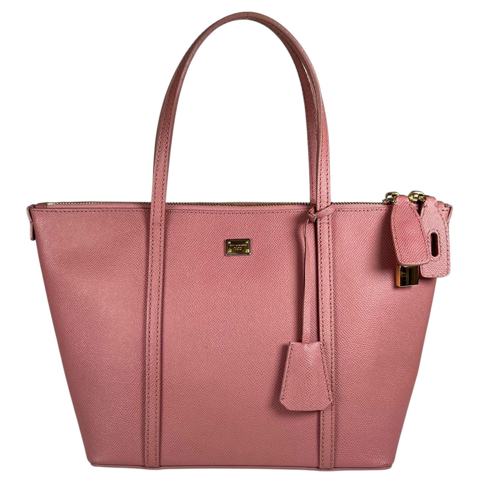 美品 DOLCE&GABBANA ドルチェアンドガッバーナ トートバッグ レザー ピンク レディース【中古】【送料無料】