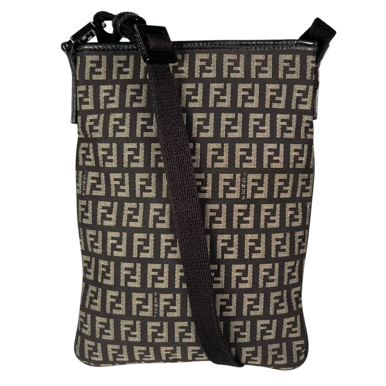 美品 FENDI フェンディ ショルダーバッグ キャンバス/レザー ブラウン メンズ ズッキーノ【中古】【送料無料】