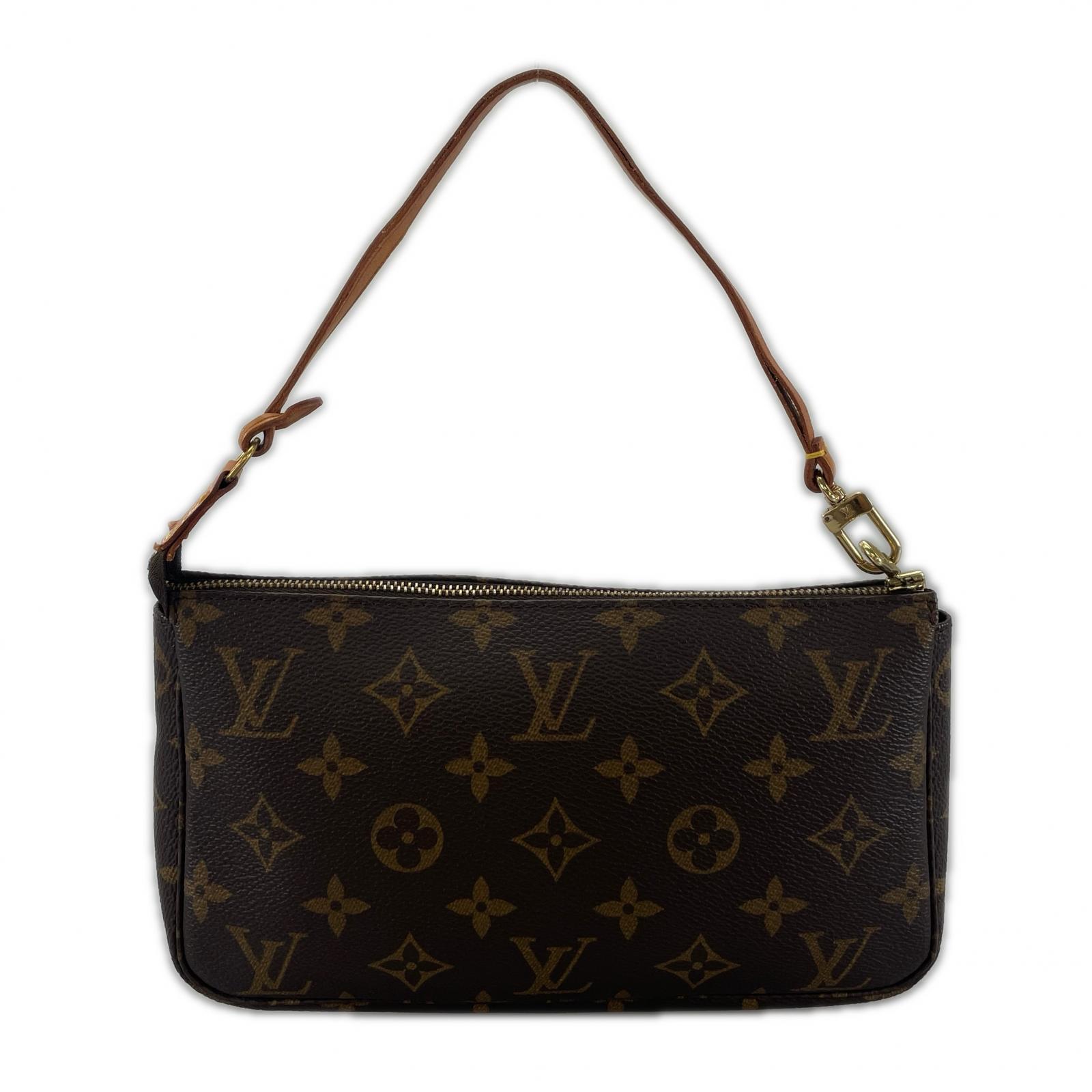 LOUIS VUITTON ルイ・ヴィトン ポシェットアクセソワール M51980 合切袋 モノグラム帆布 赤銅色 レディース【中古】【貨物輸送無料】