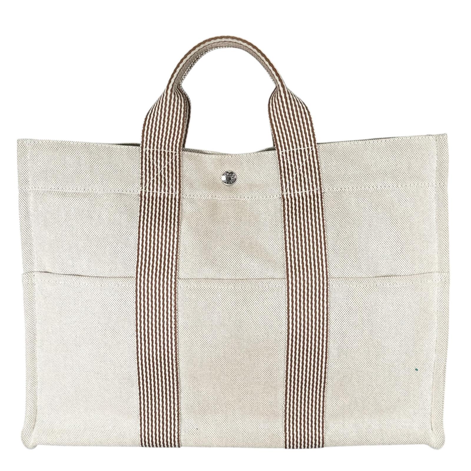 HERMES エルメス ニューフルトゥMM ハンドバッグ コットン ベージュ レディース【中古】【送料無料】