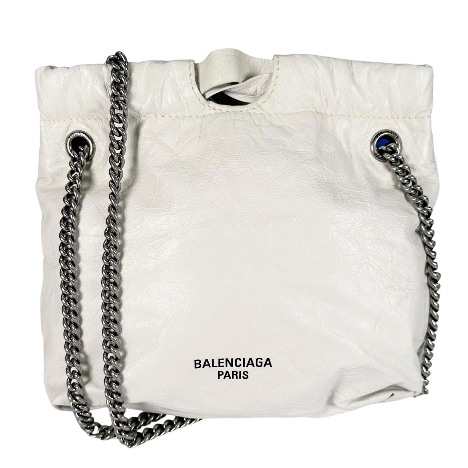 美品 BALENCIAGA バレンシアガ クラッシュ XS 781796 ハンドバッグ エナメル ホワイト レディース【中古】【送料無料】