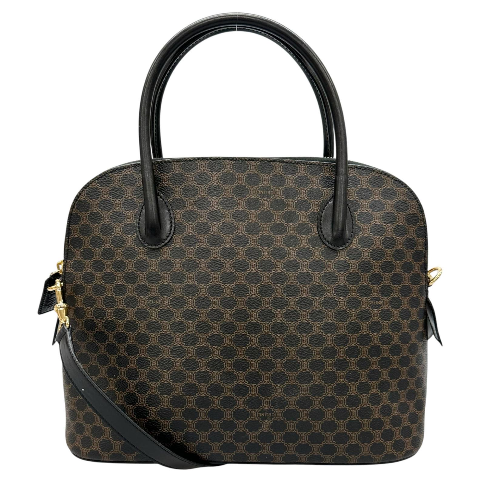 美品 CELINE セリーヌ MC98-2 ハンドバッグ レザー ブラウン レディース 2way マカダム【中古】【送料無料】