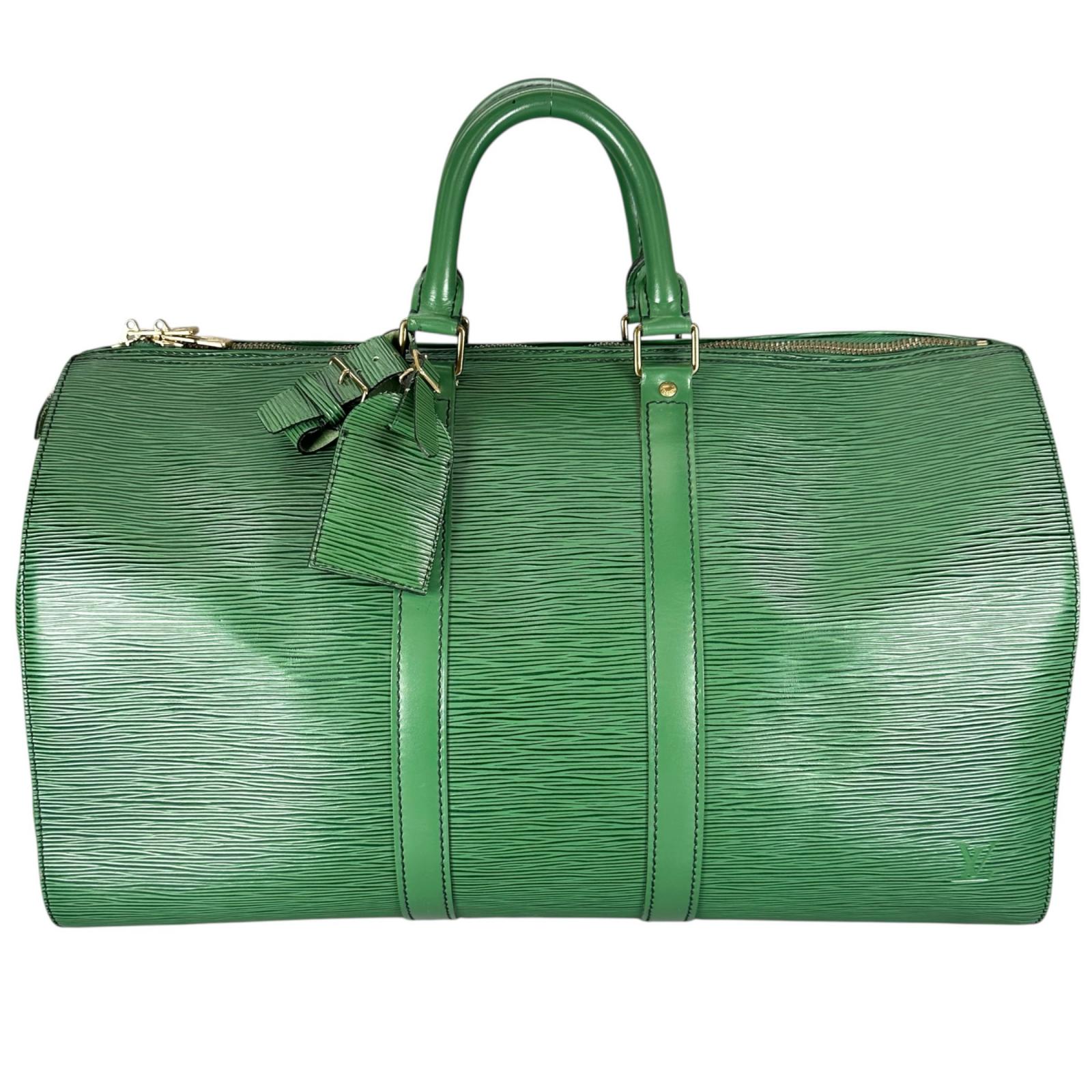 美品 LOUIS VUITTON ルイ・ヴィトン キーポル45 M42974 ボストンバッグ エピレザー 緑であること ユニ一発やる【中古】【貨物輸送無料】