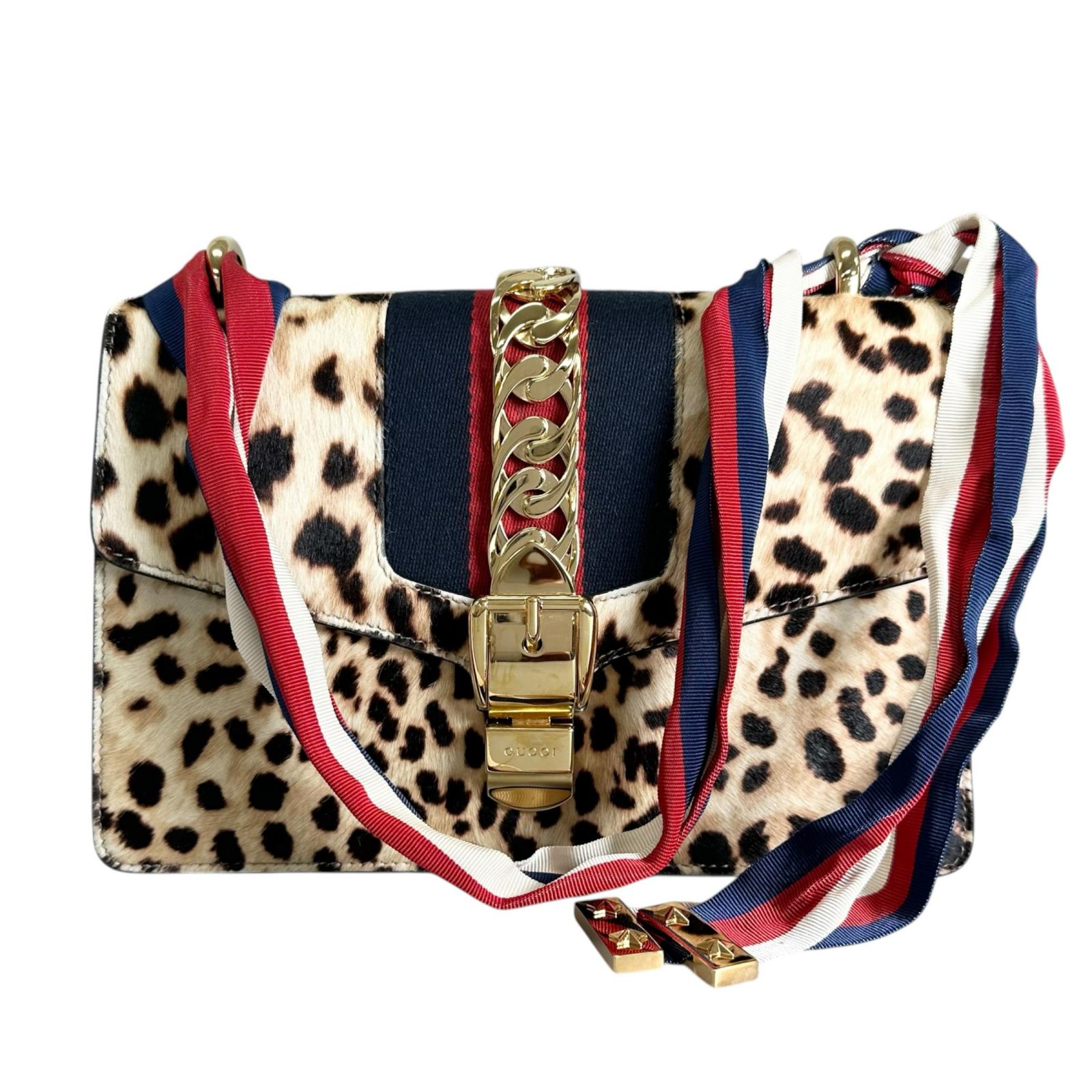 美品 GUCCI グッチ シルヴィ レオパード 421882 ショルダーバッグ ハラコ/レザー マルチカラー レディース【中古】【送料無料】 83,518円