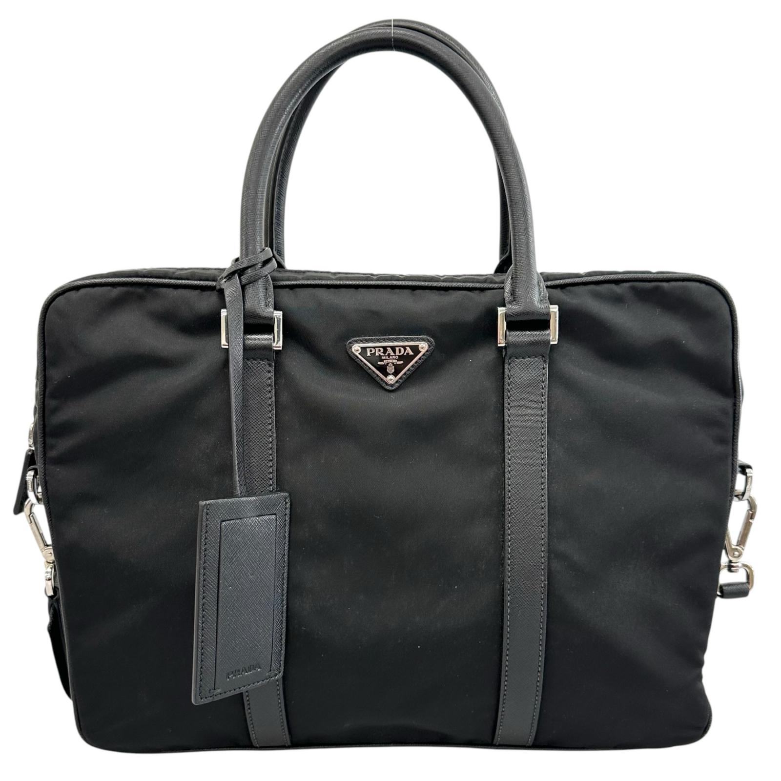 美品 PRADA プラダ サフィアーノ ブリーフ入れもの 2VE661 ハンドバック ナイロン 黒いこと メンズ【中古】【貨物輸送無料】