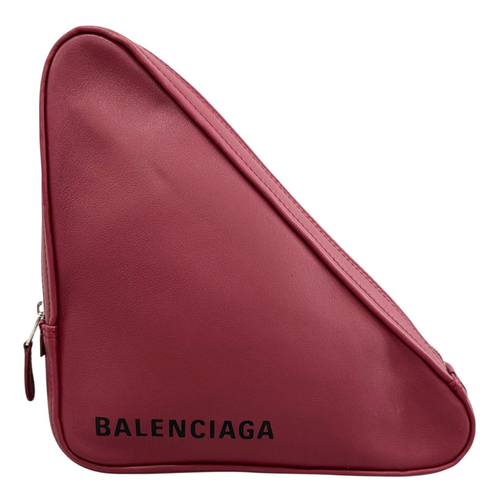 美品 BALENCIAGA バレンシアガ 476976 クラッチバッグ レザー レッド レディース トライアングル【中古】【送料無料】