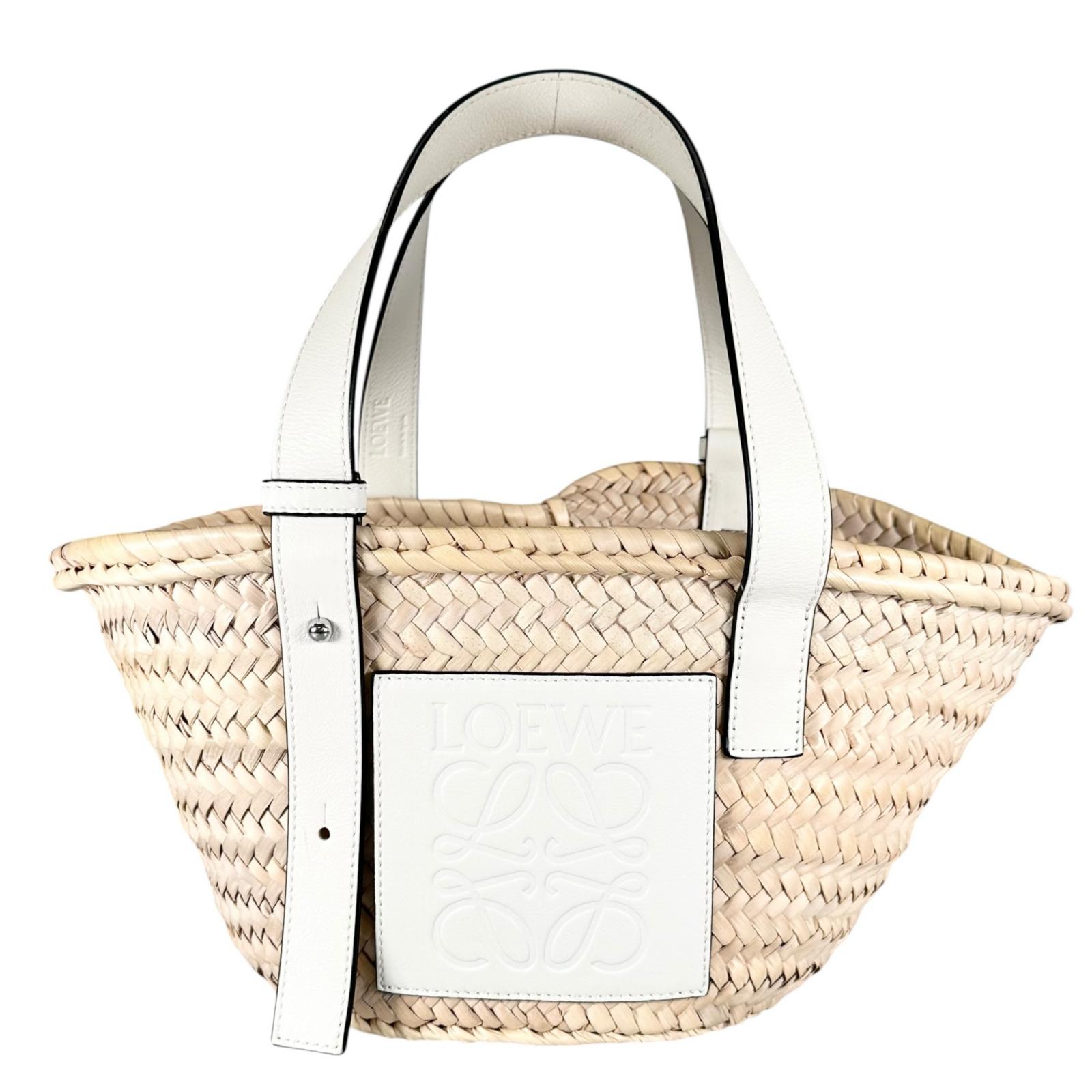 美品 LOEWE ロエベ ハンドバッグ ラフィア ホワイト レディース バスケット【中古】【送料無料】