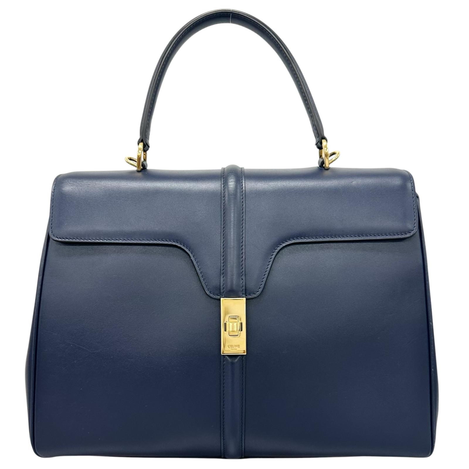 美品 CELINE セリーヌ クラシック16 ハンドバッグ レザー ブルー レディース 2way【中古】【送料無料】