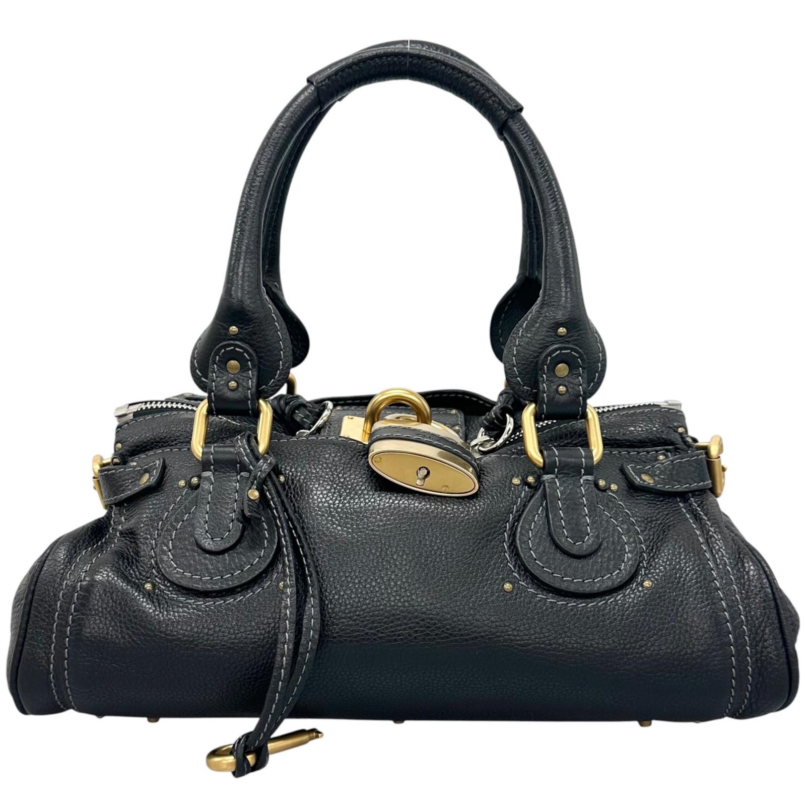 美品 Chloe クロエ パディントン ハンドバック なめし革 黒いこと レディース【中古】【貨物輸送無料】