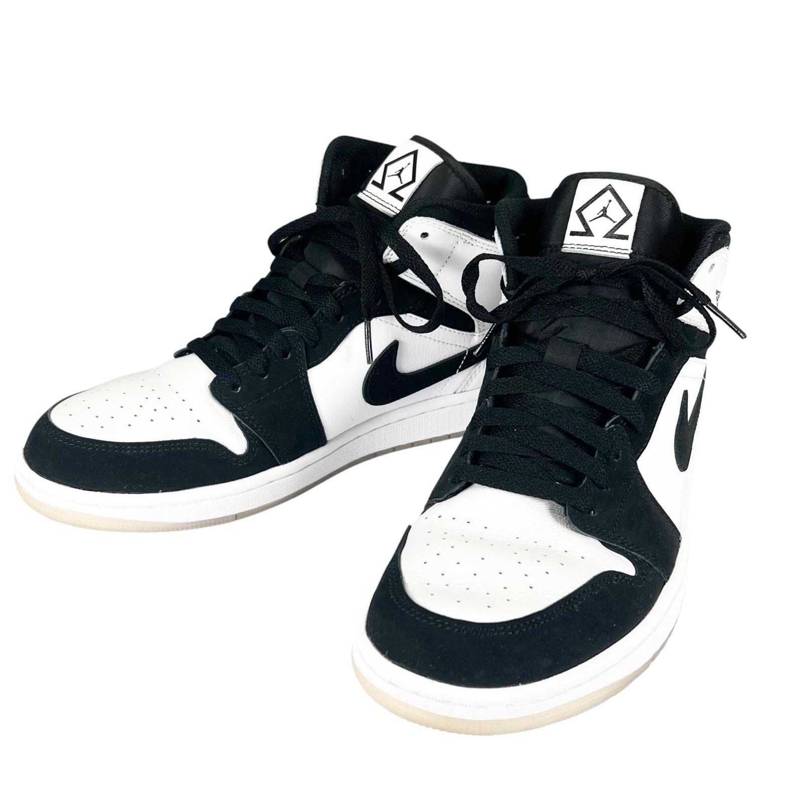 極美品 NIKE ナイキ AIR JORDAN1 MID SE DH6933 100 スニーカー 組みあわせる衣料繊維 黒いこと メンズ 27.5 エア湖ジョーダン【古着】【中古】【貨物輸送無料】