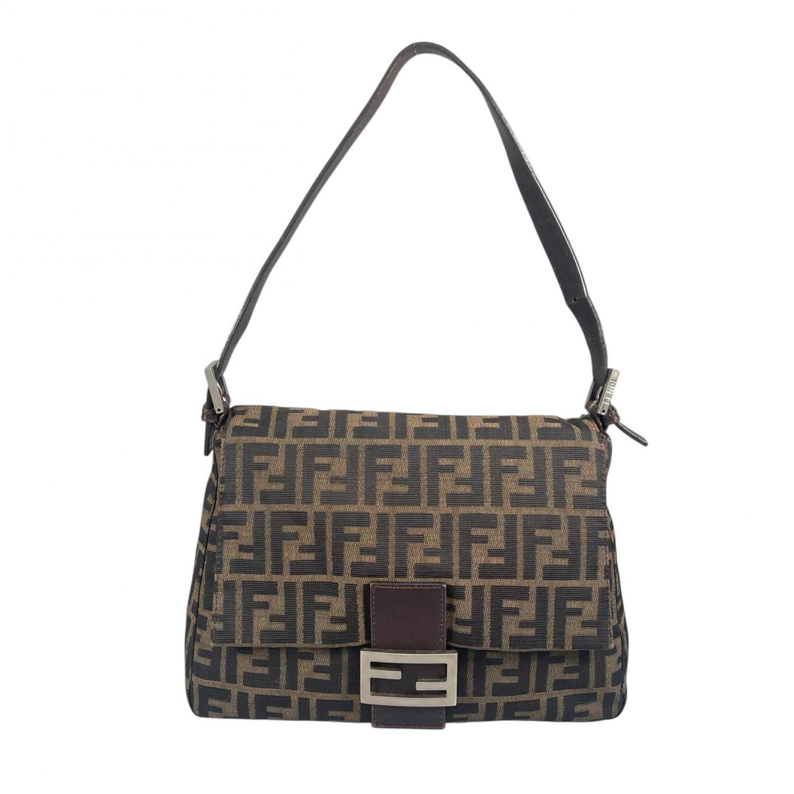 FENDI フェンディ マンマバケット ハンドバック 帆布/なめし革 赤銅色 レディース【中古】【貨物輸送無料】