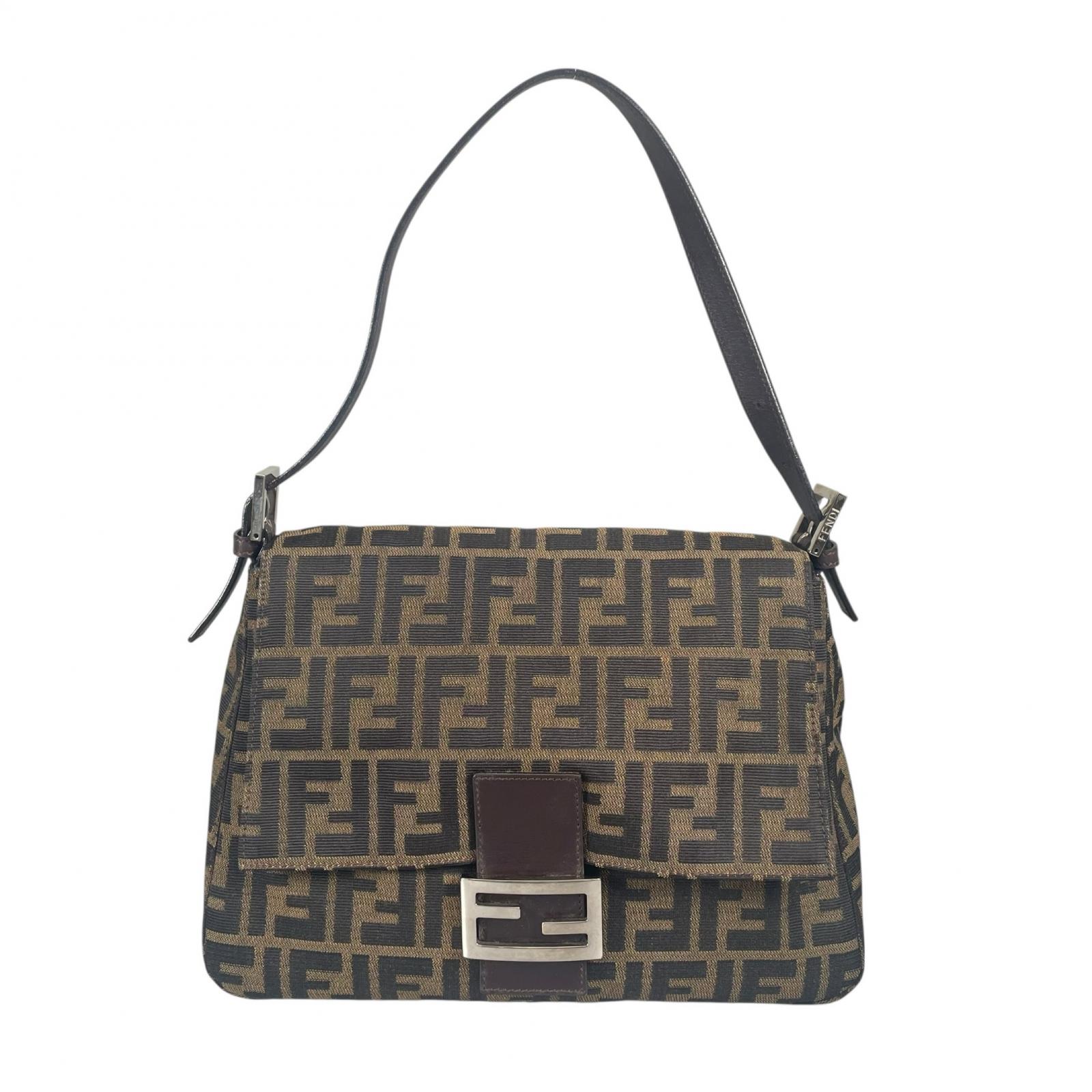 FENDI フェンディ マンマバケット ハンドバッグ キャンバス/レザー ブラウン レディース【中古】【送料無料】