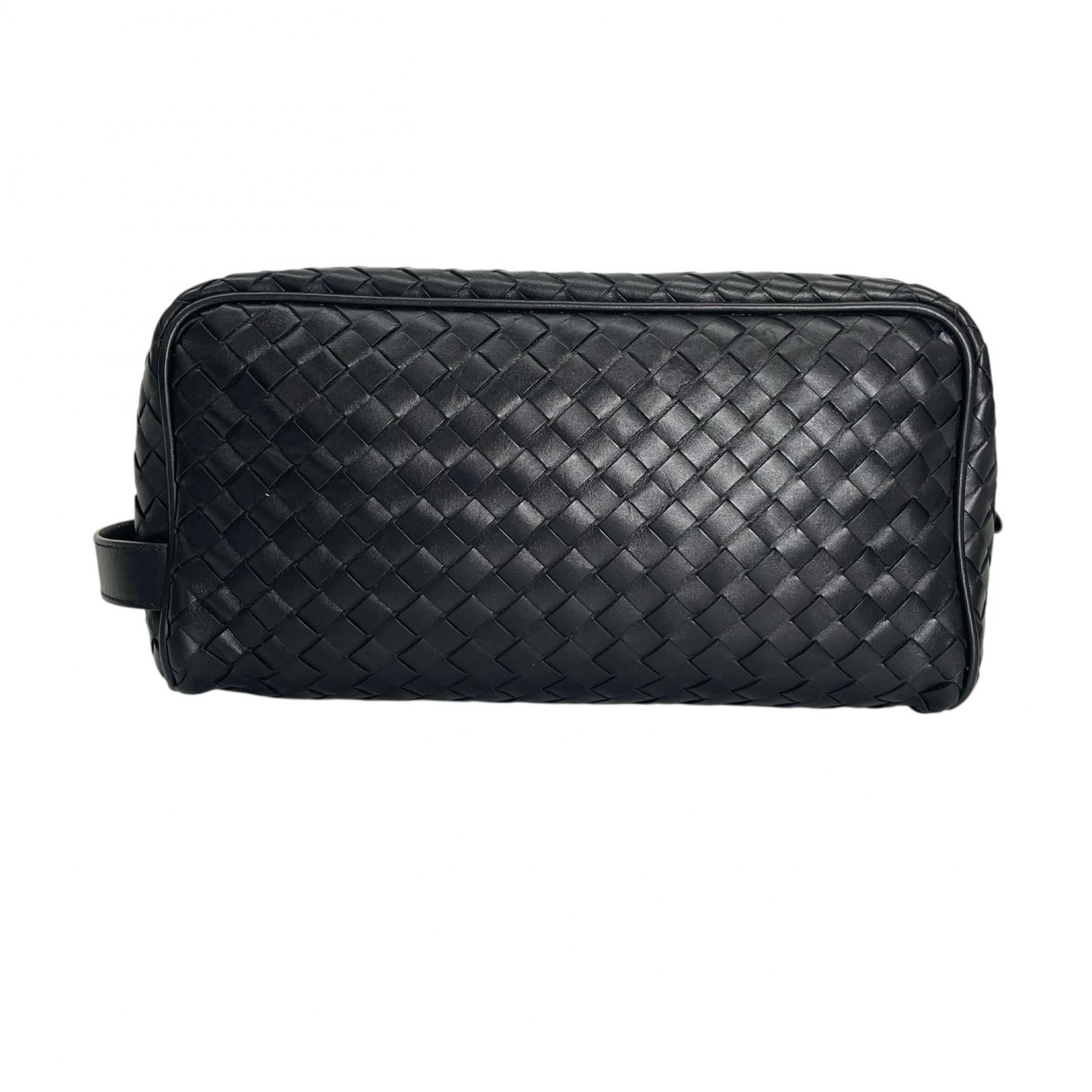美品 BOTTEGAVENETA ボッテガヴェネタ イントレチャート クラッチペダル御徒面子 なめし革 黒いこと メンズ【中古】【貨物輸送無料】