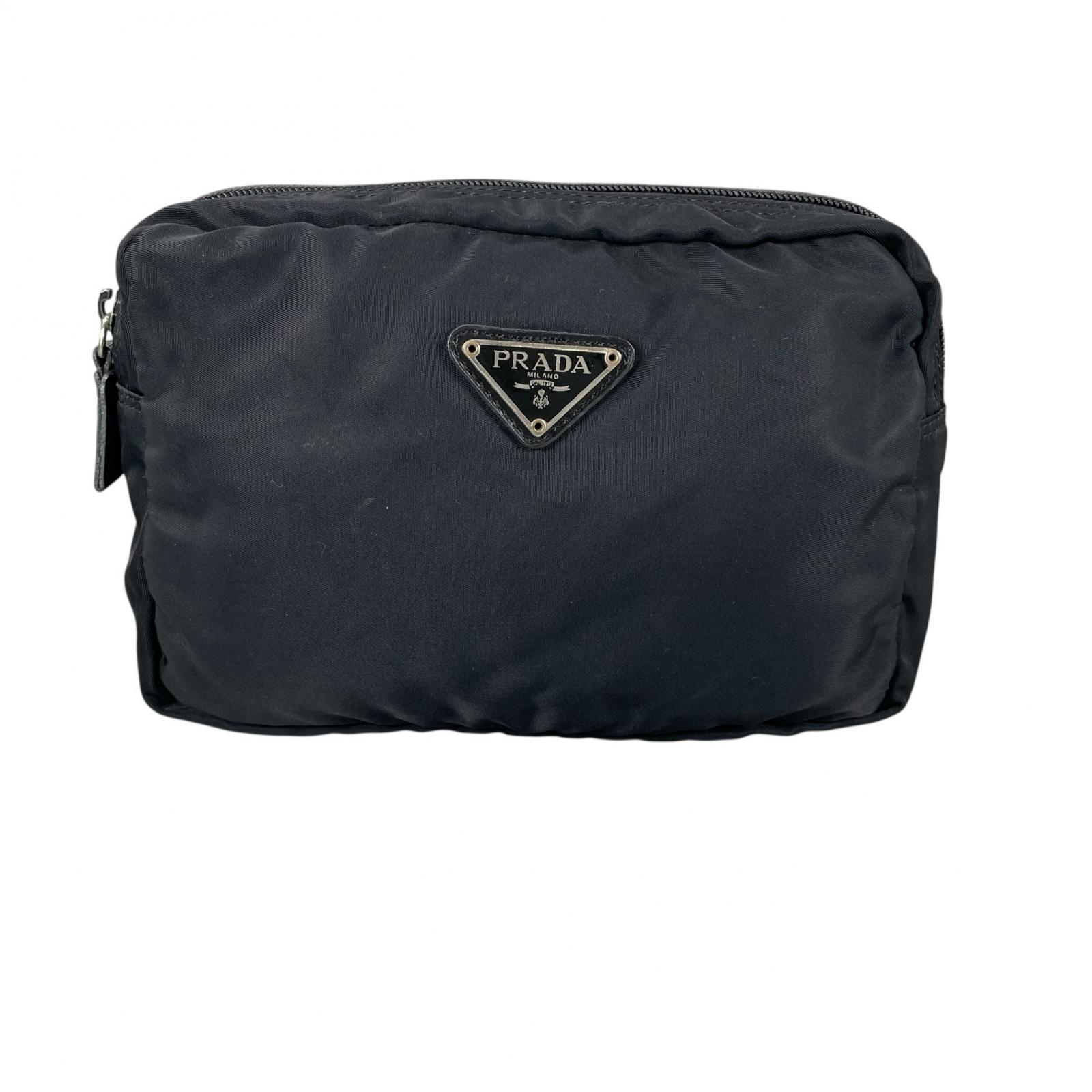 PRADA プラダ 三角ロゴ ポーチ ナイロン ブラック レディース【中古】【送料無料】