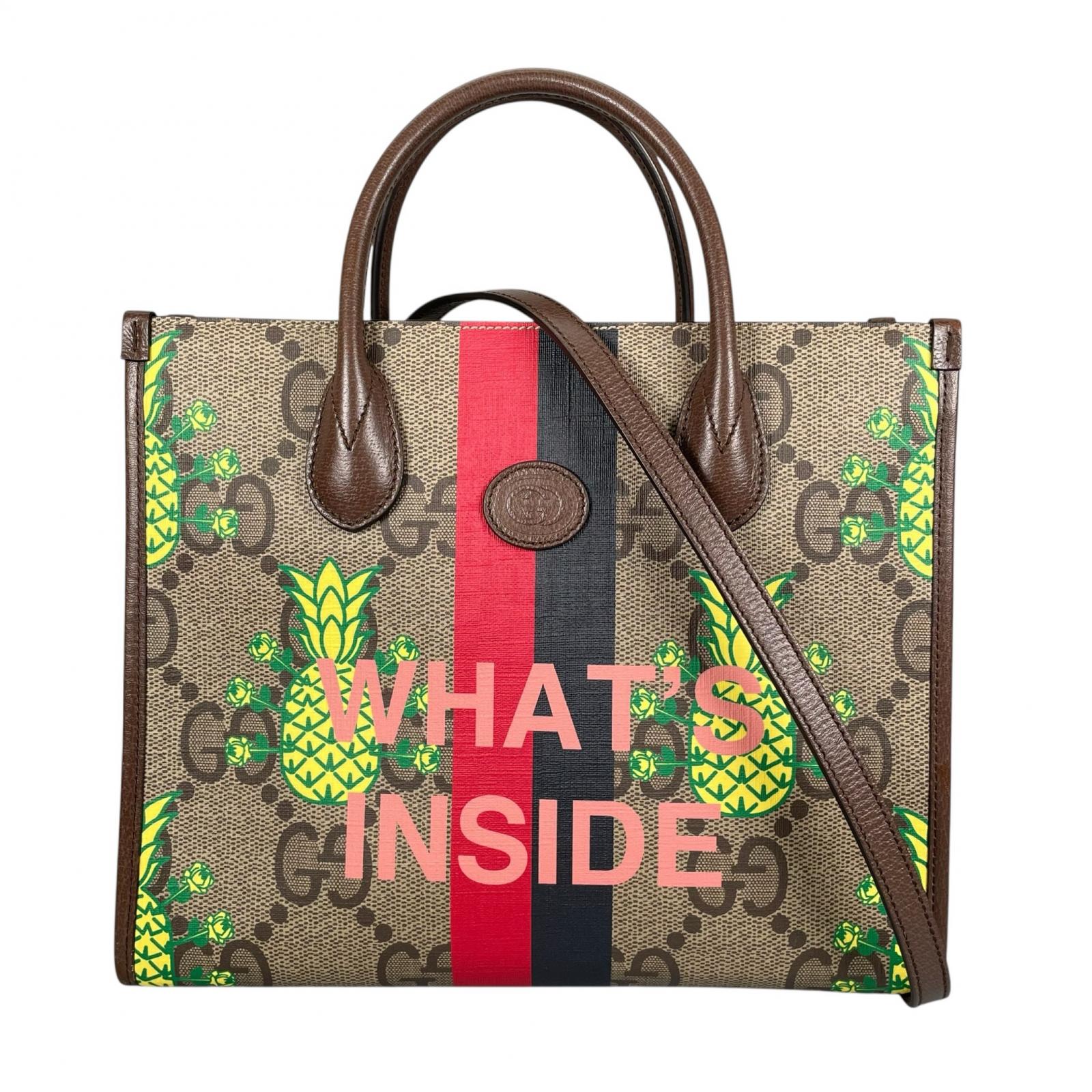 美品 GUCCI グッチ グジャンボGG パイナップル 659983 ハンドバック PVC/なめし革 赤銅色 レディース 2WAY 肩口【中古】【貨物輸送無料】 バッグ・小物・ブランド雑貨-レディースバッグ