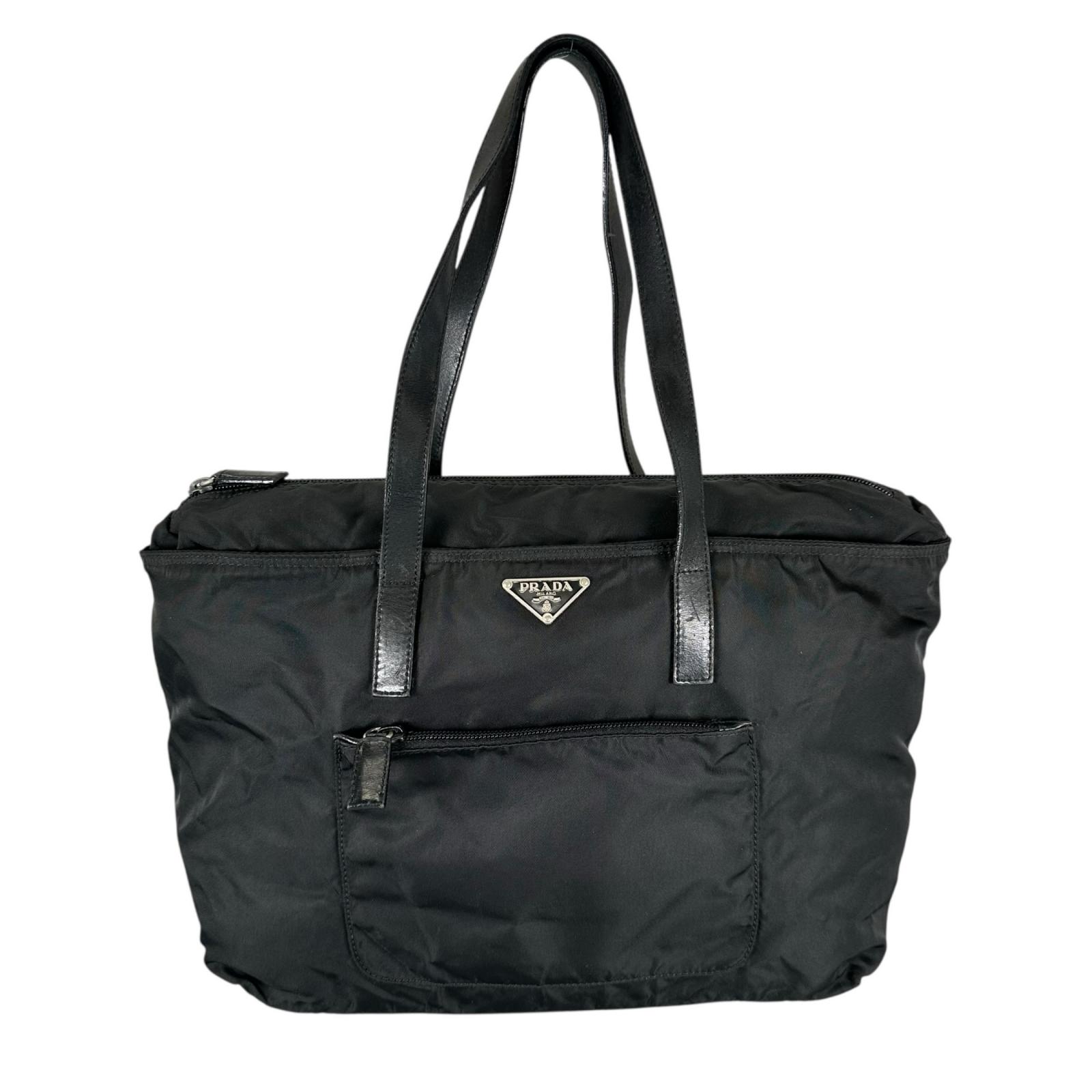 PRADA プラダ 三角ロゴ トートバッグ ナイロン ブラック レディース【中古】【送料無料】|ワサビバ