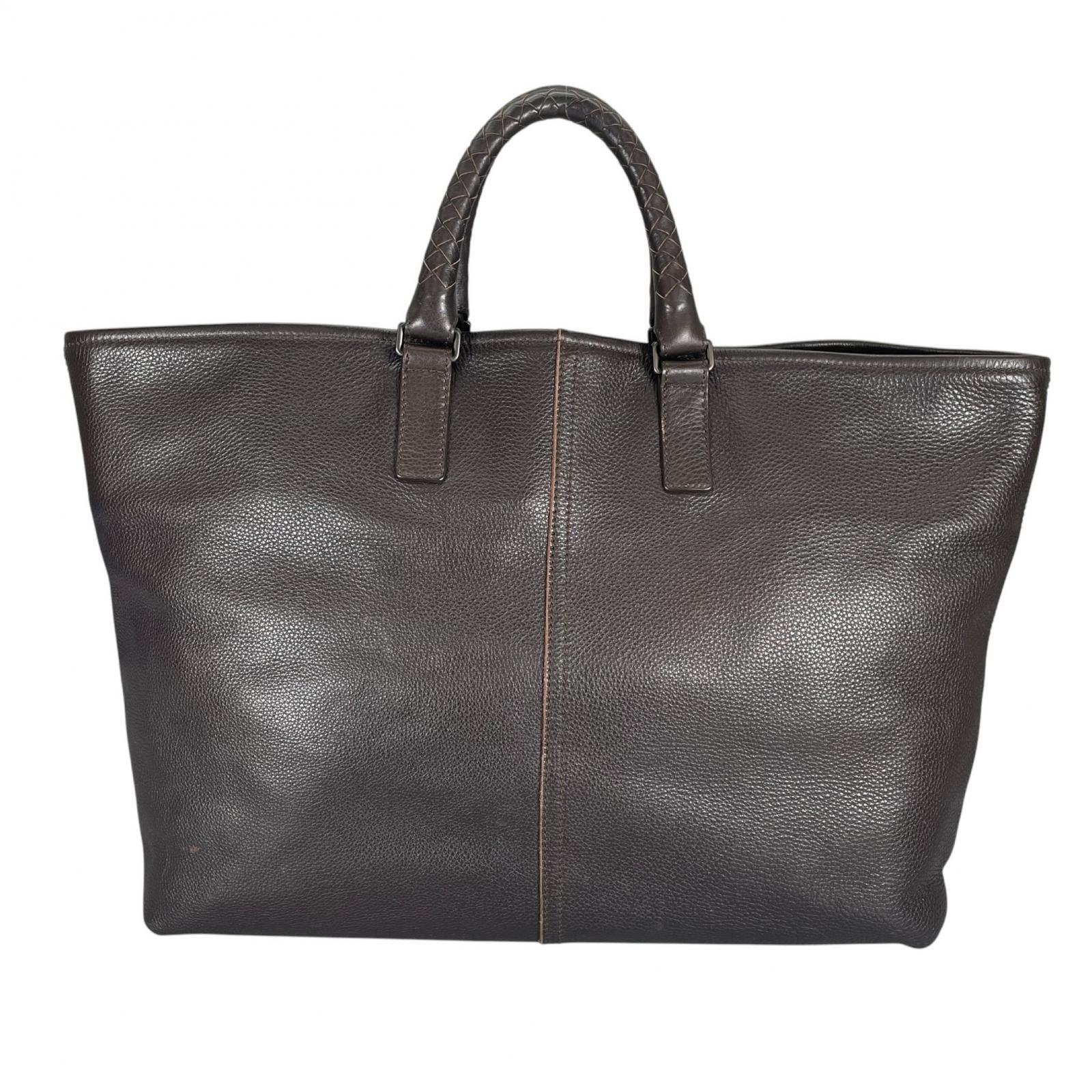 BOTTEGAVENETA ボッテガヴェネタ イントレチャート トートバッグ なめし革 赤銅色 メンズ【中古】【貨物輸送無料】