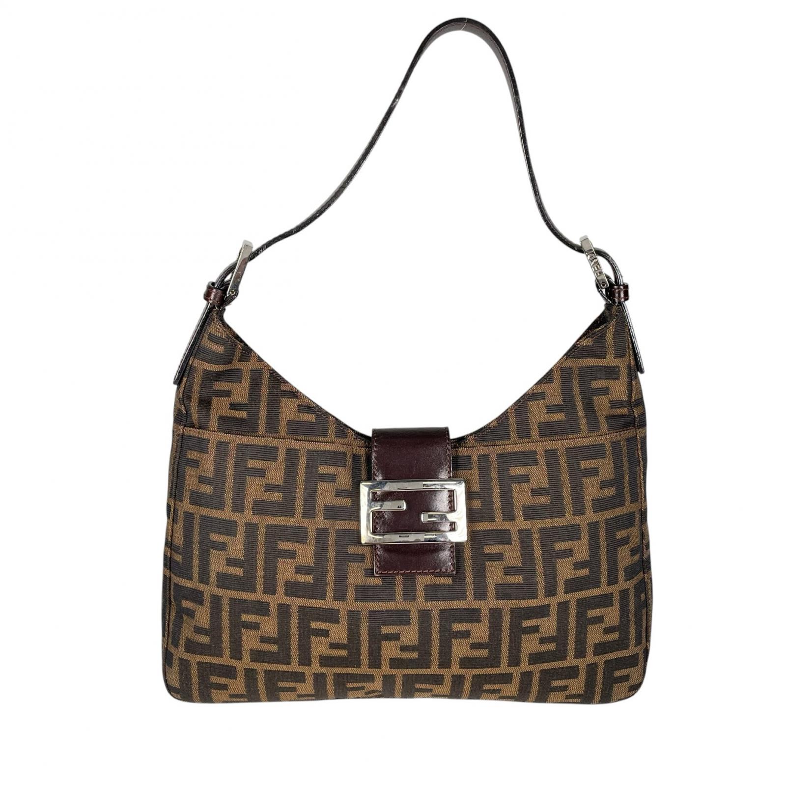 FENDI フェンディ ズッカ ショルダーバッグ 帆布 赤銅色 レディース【中古】【貨物輸送無料】