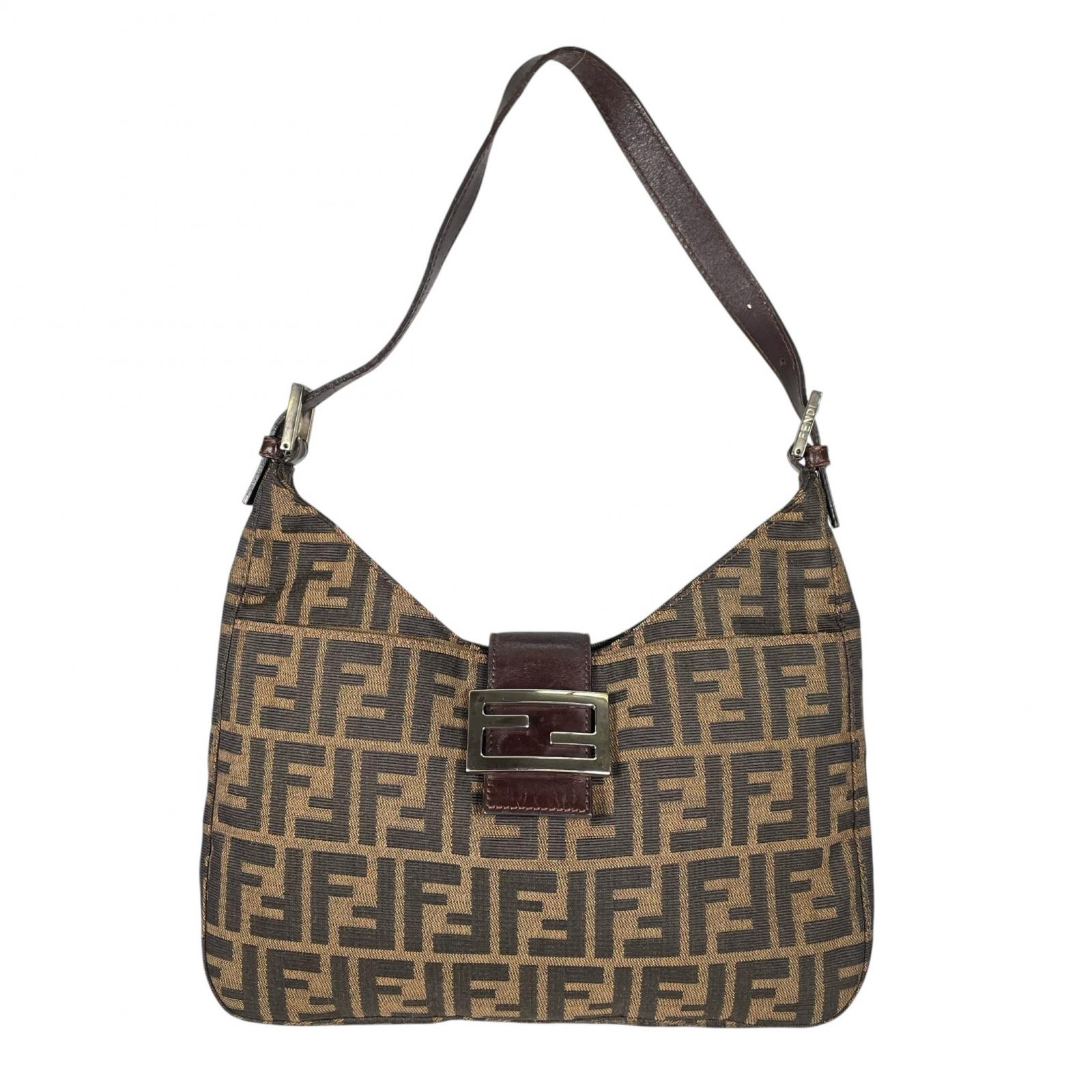 FENDI フェンディ ズッカ ホーボー ショルダーバッグ キャンバス ブラウン レディース【中古】【送料無料】｜ワサビバ