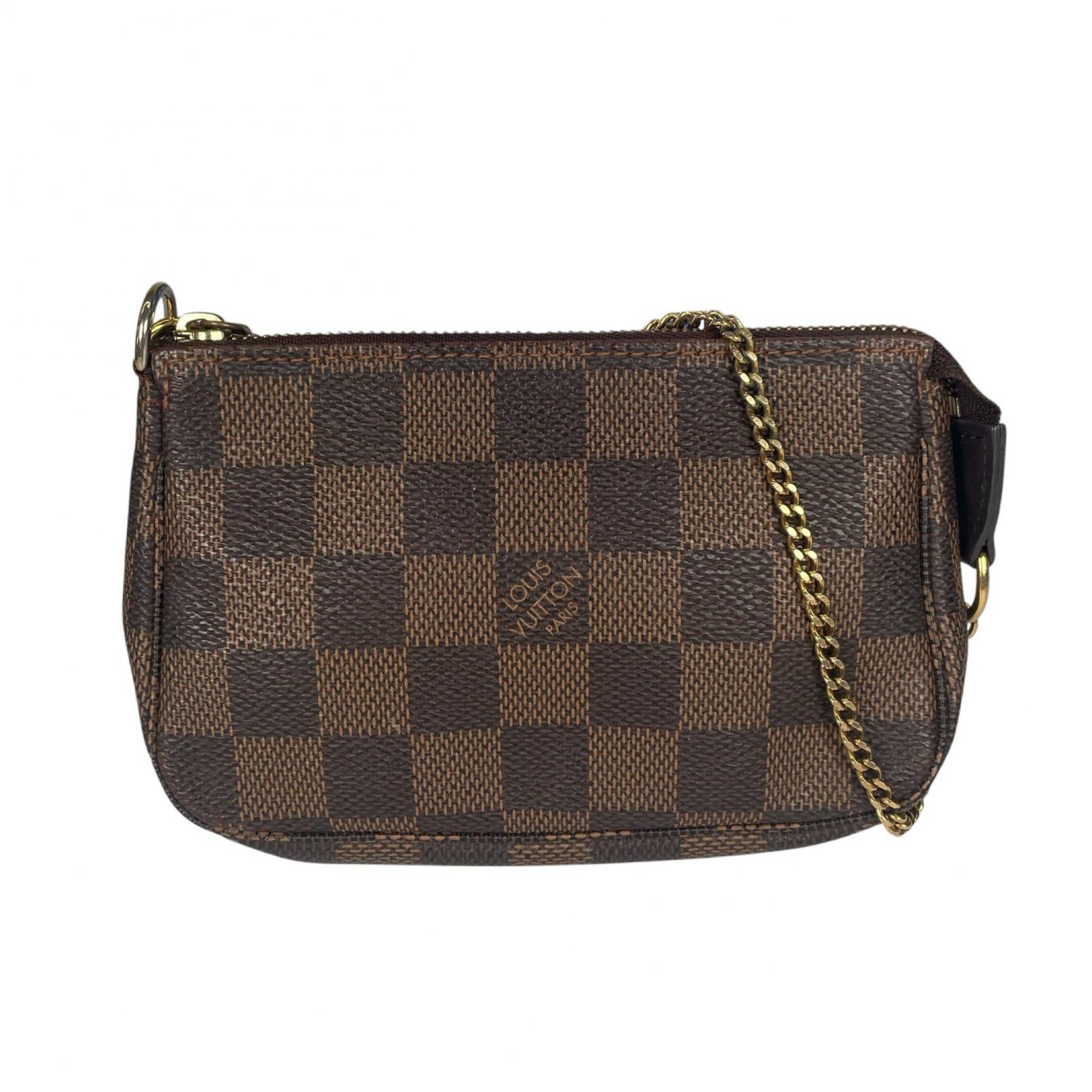美品 LOUIS VUITTON ルイ・ヴィトン アクセソワール N58009 合切袋 ダミエキャンバス 赤銅色 レディース【中古】【貨物輸送無料】