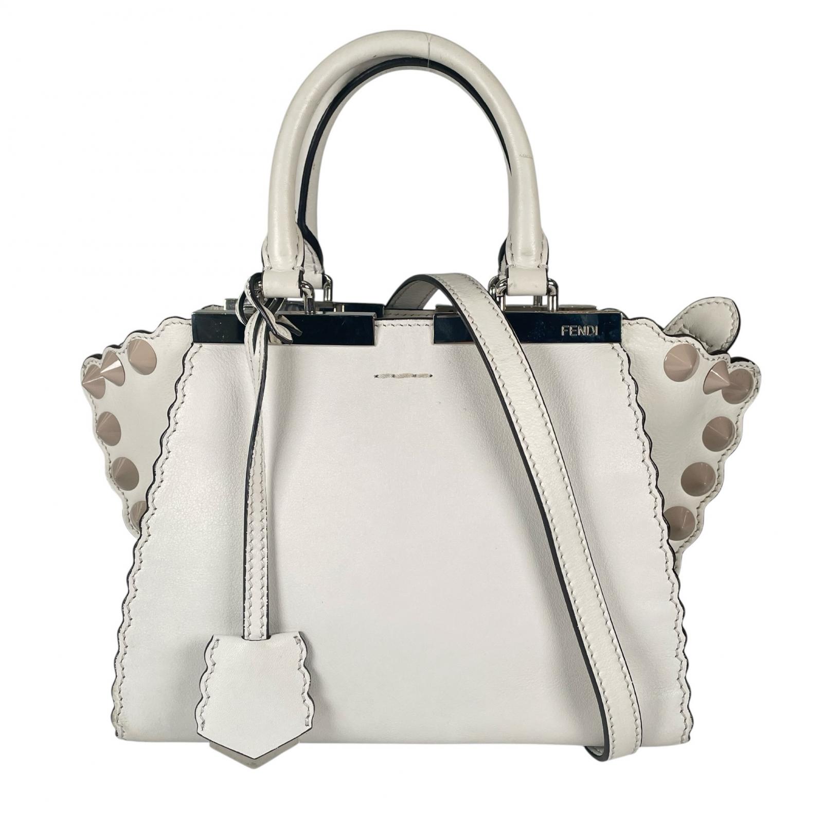 FENDI フェンディ ミニプチトロワジュール ハンドバッグ レザー ホワイト レディース【中古】【送料無料】