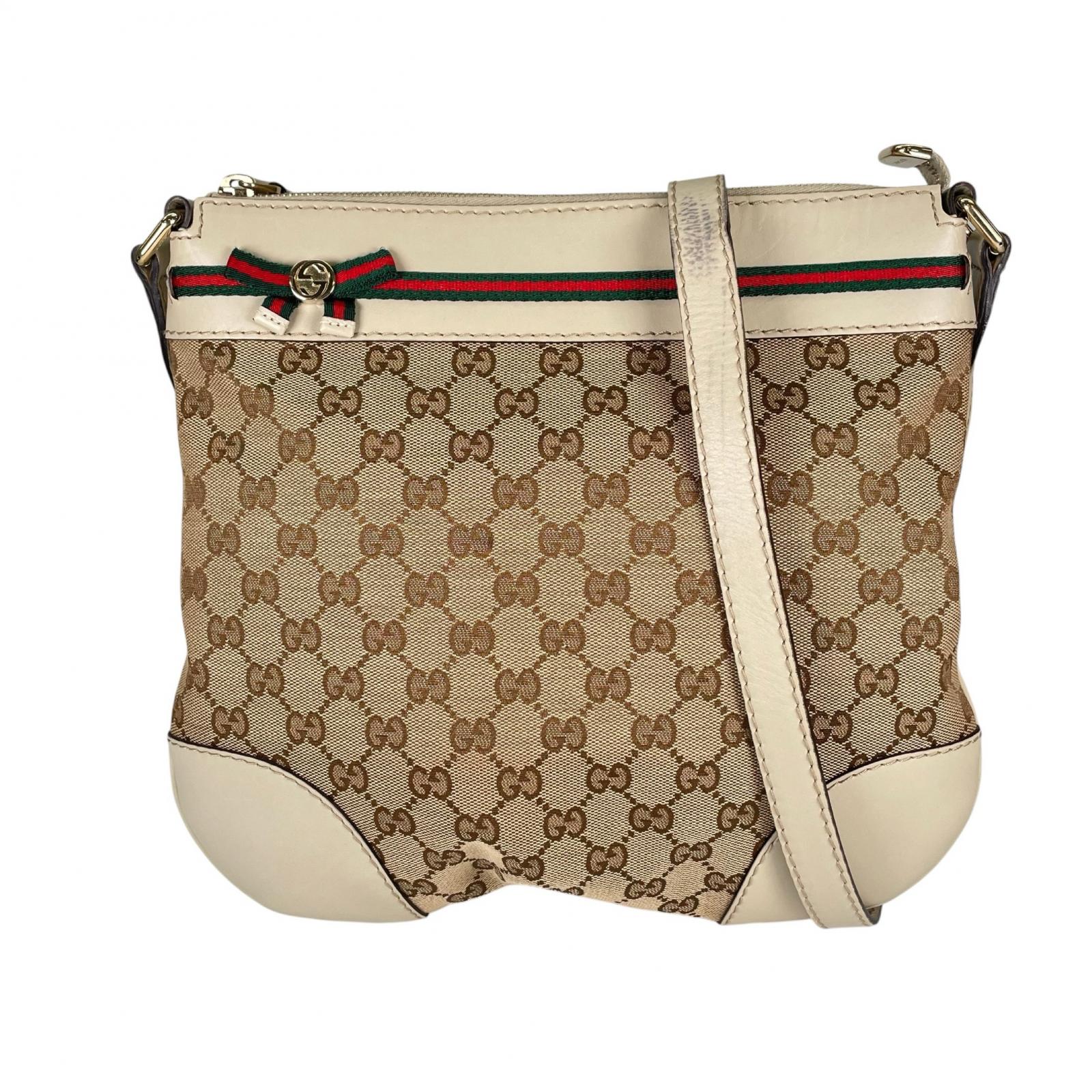 GUCCI グッチ シェリー酒伝達ルート 254065 ショルダーバッグ GG帆布 ベージュ レディース【中古】【貨物輸送無料】