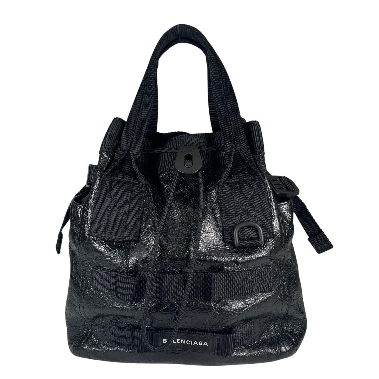 美品 BALENCIAGA バレンシアガ アーミー　2way ハンドバッグ レザー ブラック レディース【中古】【送料無料】