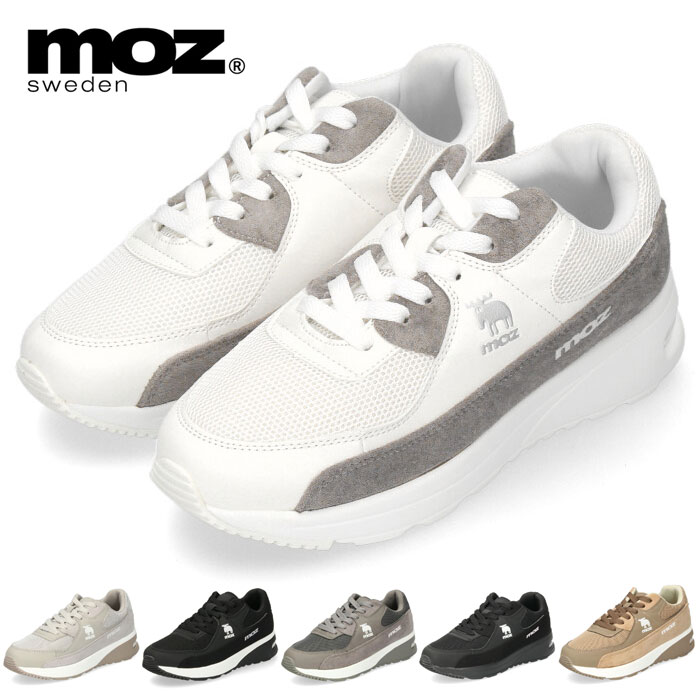 mozモズレディース靴5493スニーカーローカット厚底ダッドレースアップ歩きやすい紐大きいサイズ