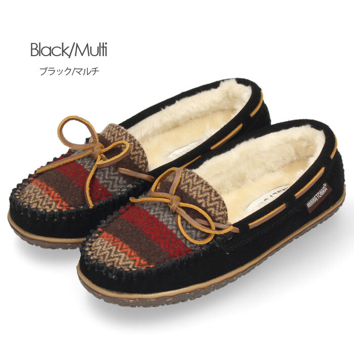 ミネトンカ ボア モカシン TILIA 40155 柄 グレー 靴 スリッポン 40157