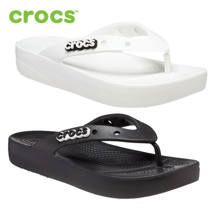 注文後の変更キャンセル返品 CROCS クロックス サンダル レディース プラットフォームフリップ 207714 ホワイト ブラック CLASSIC  PLATFORM FLIP ビーチサンダル アウトドア qdtek.vn