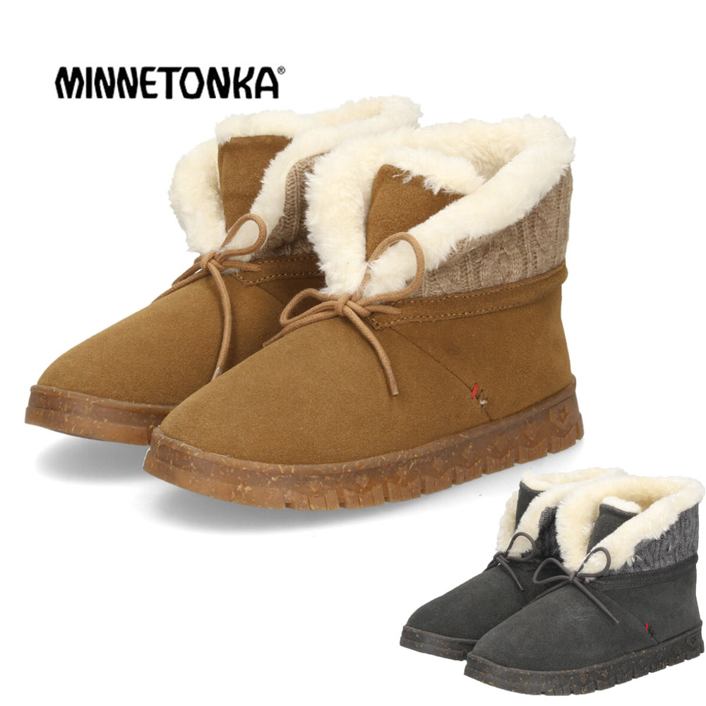 ミネトンカ ブーツ レディース アンクルブーツ ニット ローヒール あったかい ふわふわ 厚底 防寒 保温 MINNETONKA NOREAN ノリーン 81101 81105｜Parade ワシントン靴店
