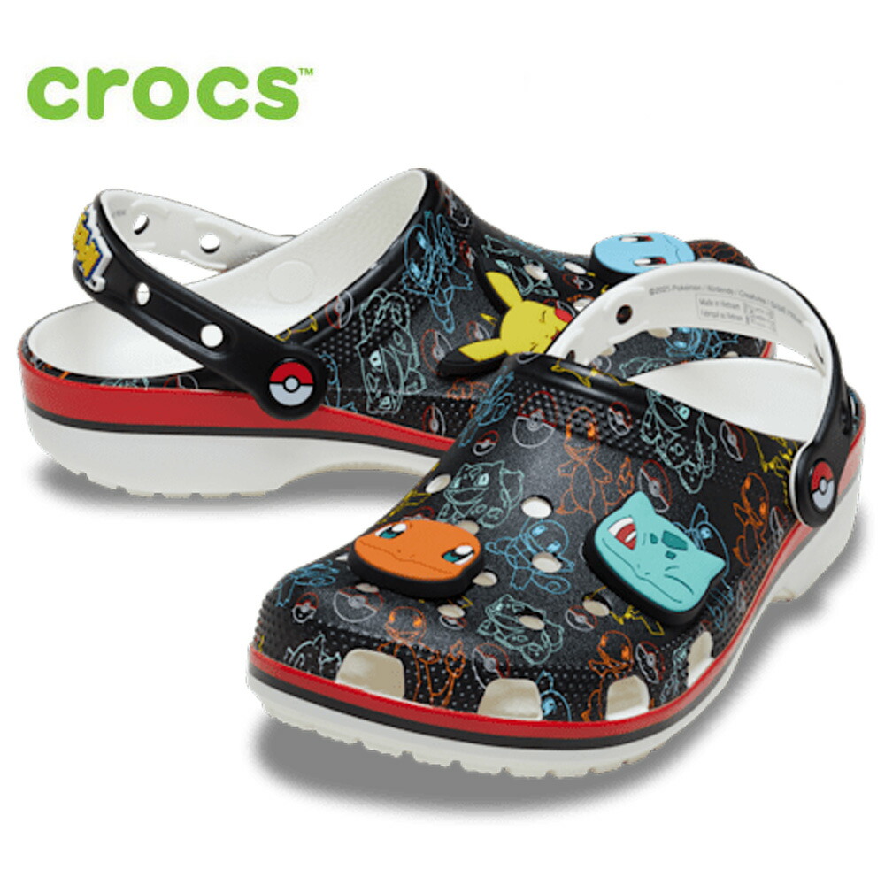 クロックス ポケモン クラシッククロッグ crocs 211343 POKEMON CLASSIC メンズ キャラクター サンダル 軽量 柔軟 快適 大人 黒 カジュアル画像