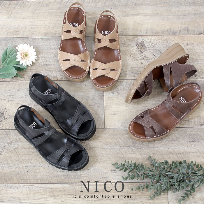 楽天市場 Nico ニコ 厚底サンダル 歩きやすい レディース 軽量 本革 4e ワイズ 173 コンフォートサンダル バックストラップ カジュアル 日本製 撥水 抗菌 消臭 Parade ワシントン靴店