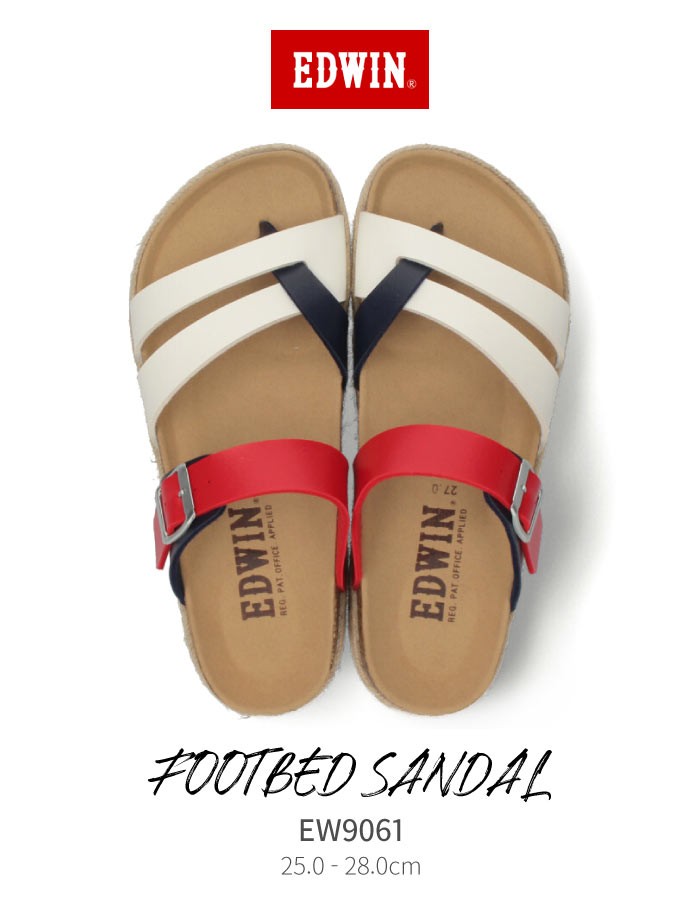 楽天市場 Edwin エドウィン サンダル メンズ フットベッド トリコロール ネイビー Ew9061 合皮 鼻緒タイプ コンビカラー レッド ホワイト ブラウン Parade ワシントン靴店