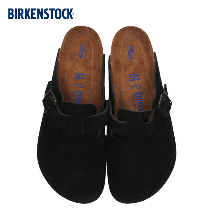 birkenstock boston black suede